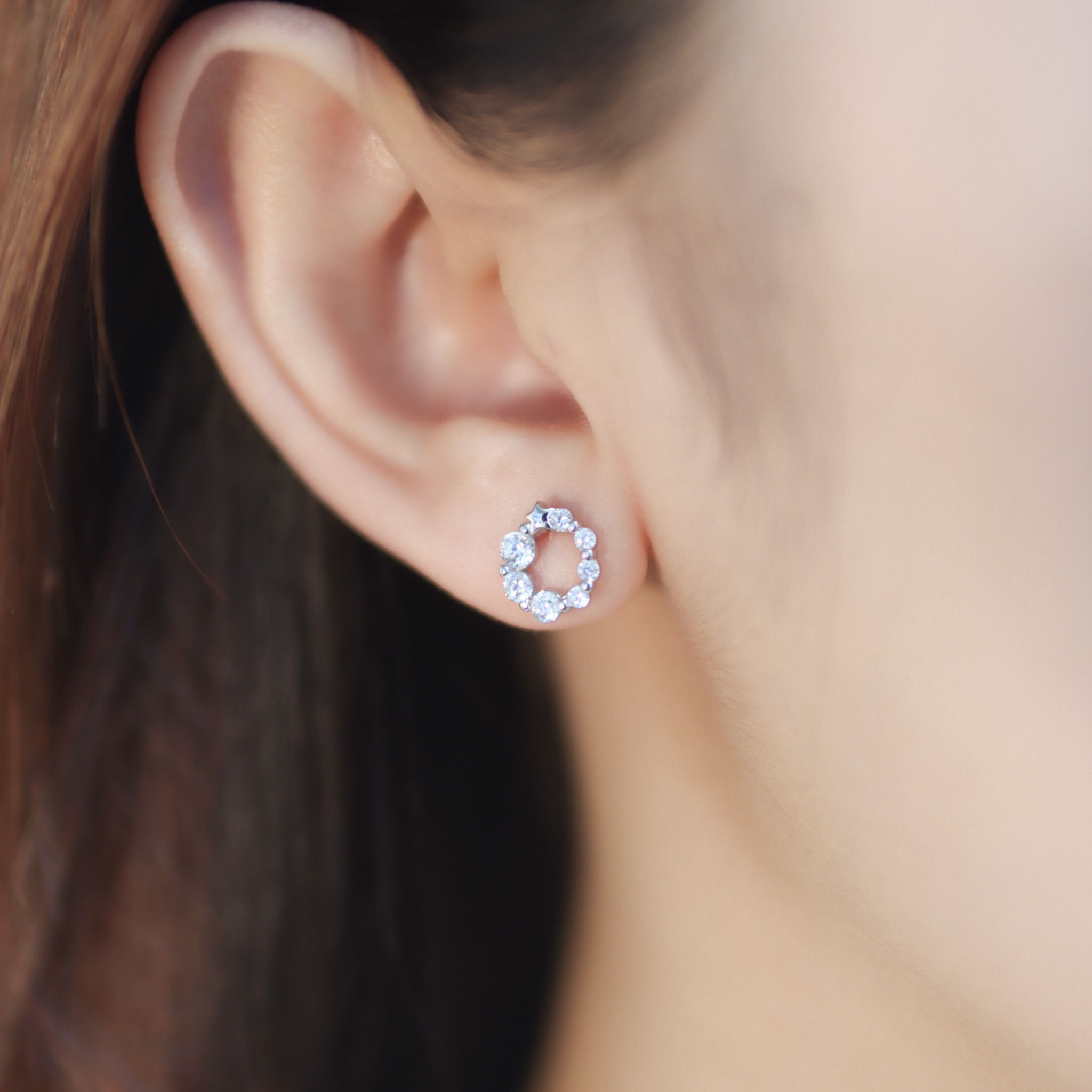 | 925純銀・白金 | 繁星花環耳環 | EA0884 |