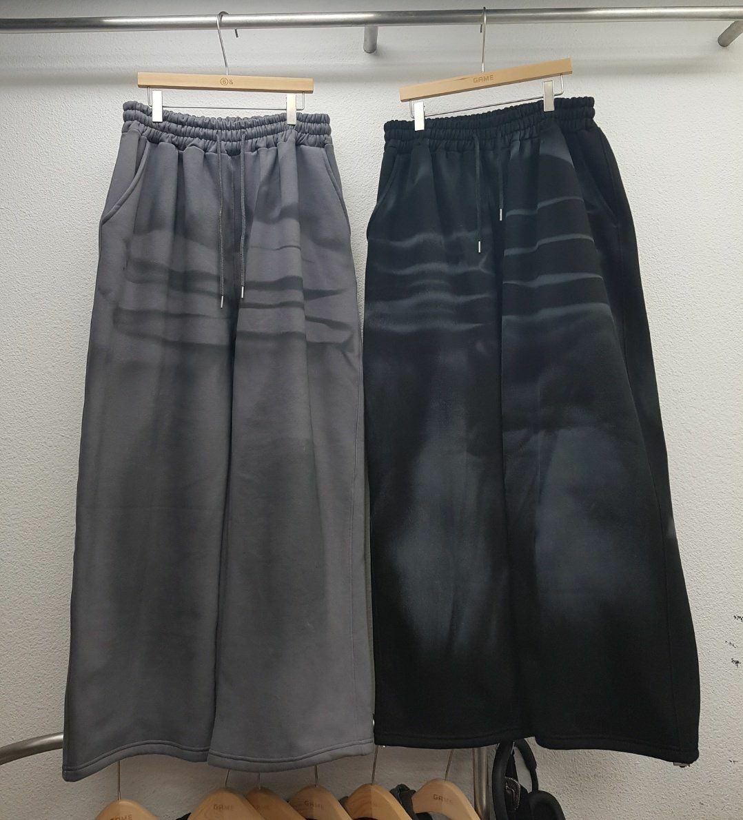 仿污可束腳鬆身運動褲(抓毛底) GAME-056P