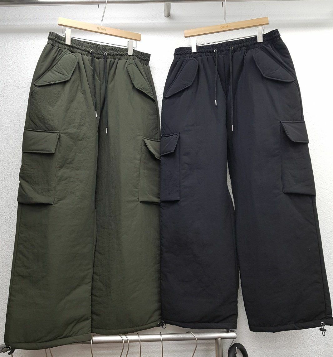 淨色可束腳工裝鬆身褲 GAME-057P