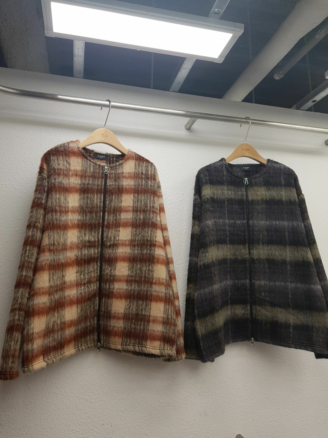 圓領格紋拉鍊外套 GAME-060JK