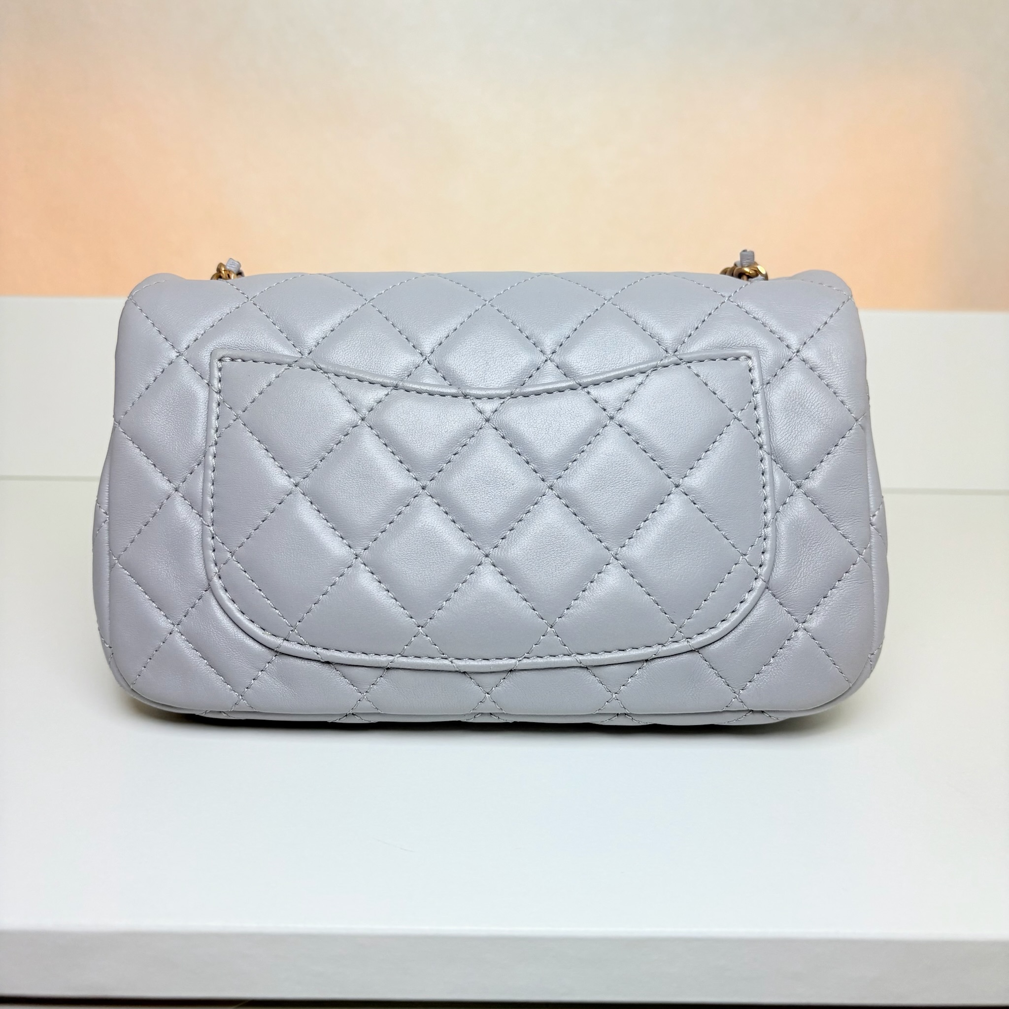 Chanel Mini Flap With Gold Ball - Grey / Ghw