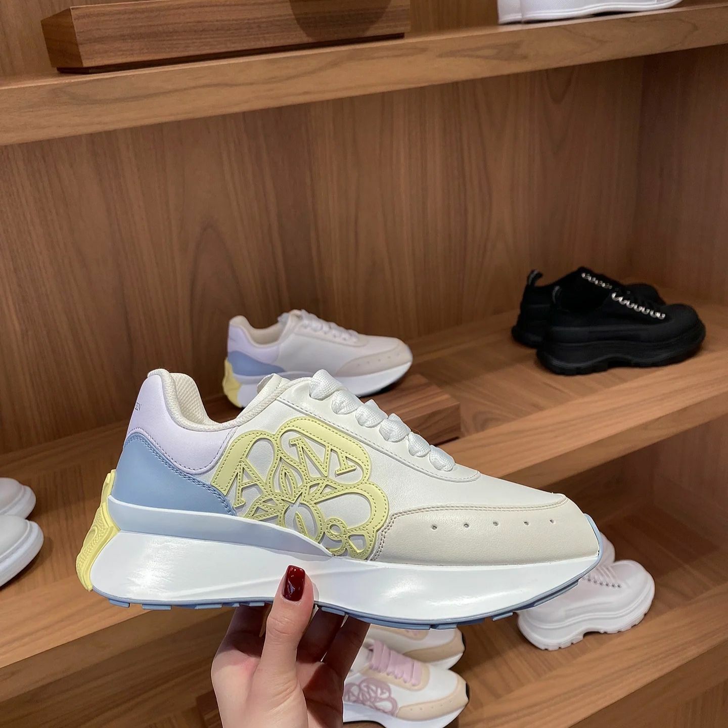Alexander McQueen sprint runner sneakers yellow blue
