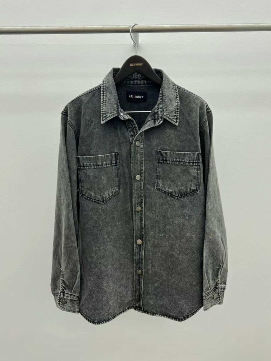 洗水牛仔長袖恤衫 LIL-033S