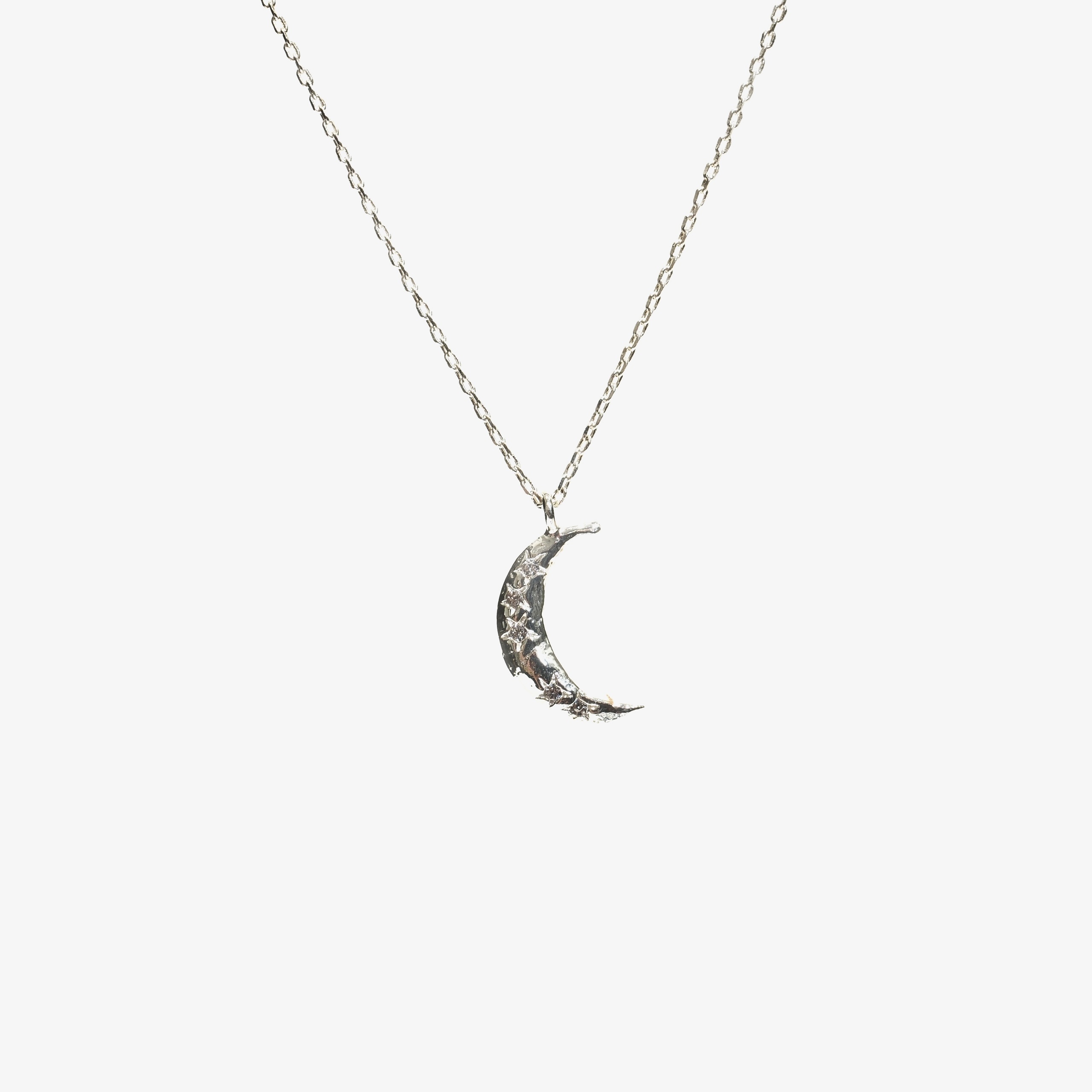 LISA ANGEL-銀色水金新月項鍊