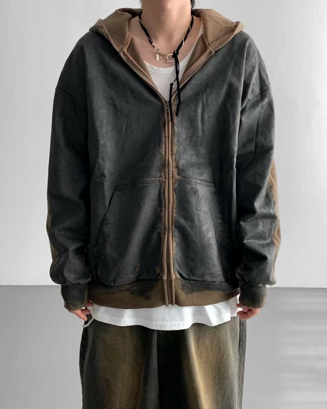 英文字連帽拉鍊外套 SUB-002JK