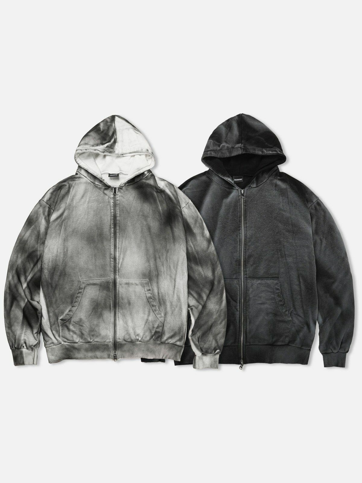 仿污連帽拉鍊外套 SUB-003JK