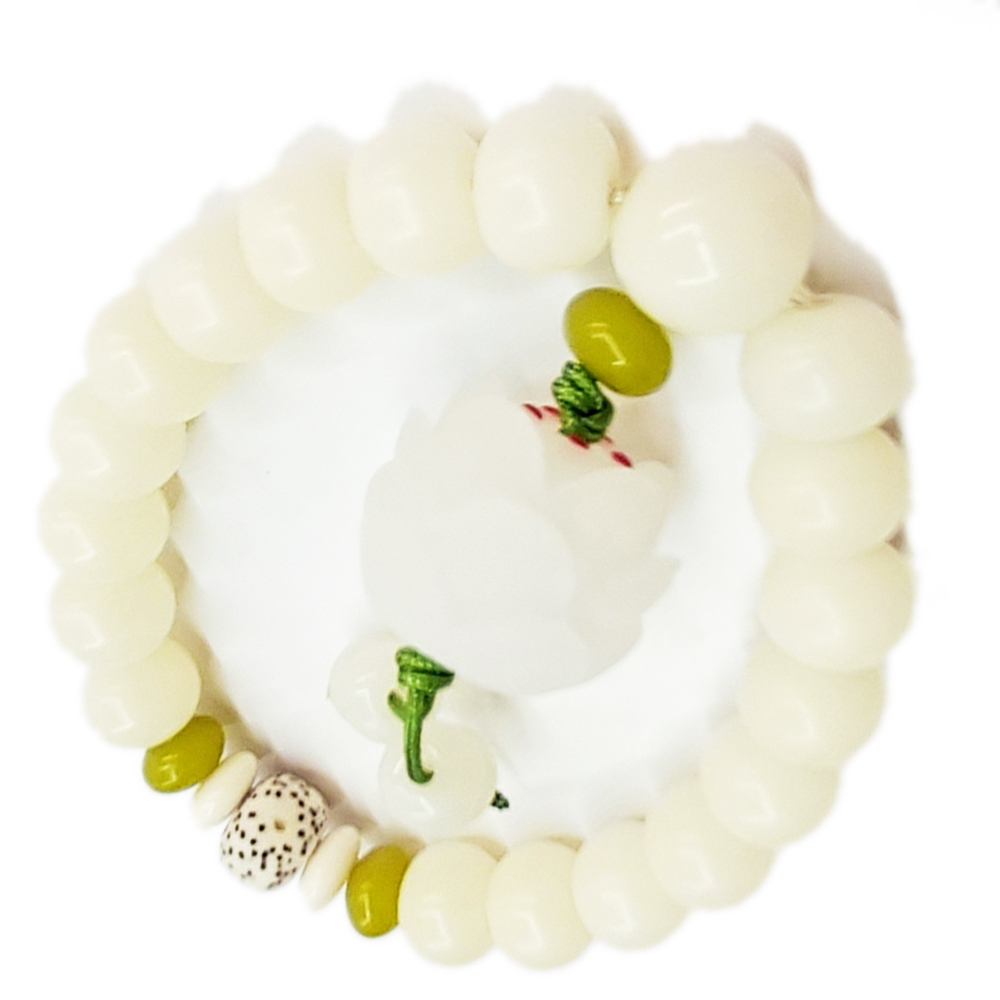 蓮花精雕&白玉菩提根 手珠8*10mm【十方】154140