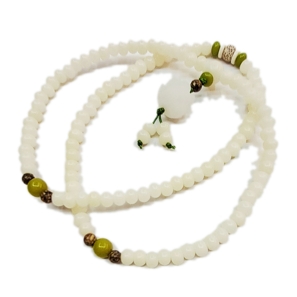 蓮花精雕&白玉菩提根108念珠7*9mm【十方】154142