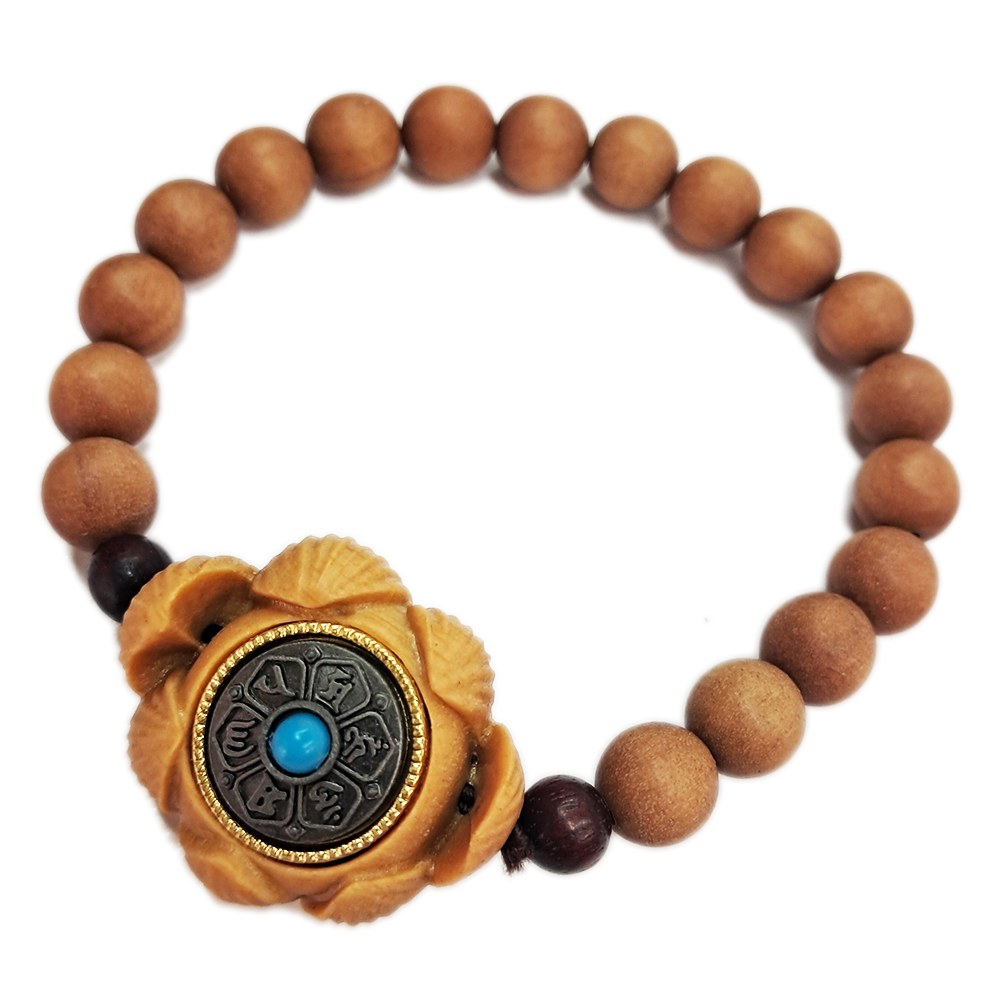 六字真言轉運蓮花&檀香木手珠8mm【十方】154145