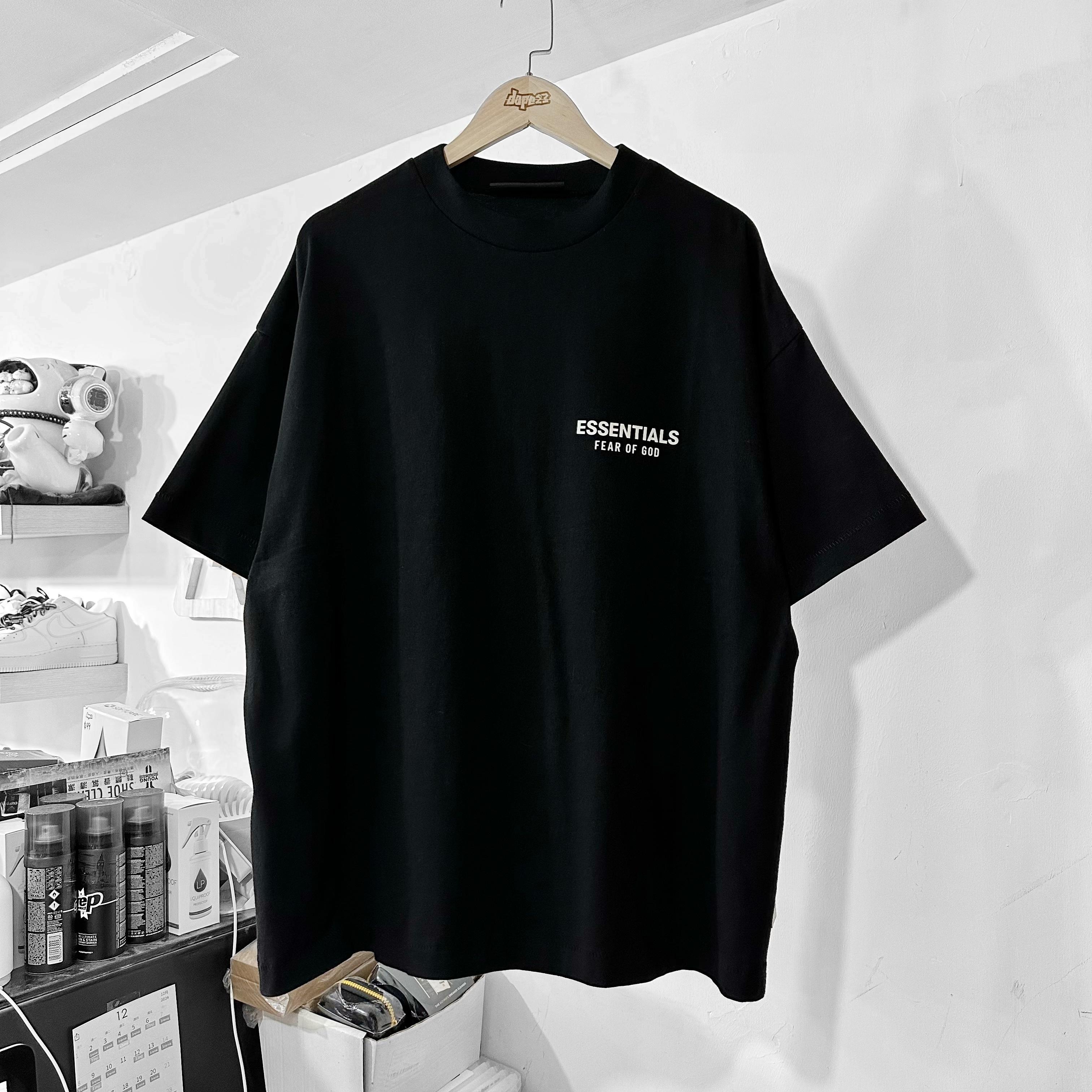 Fear of God Essentials FW24 Jersey Crewneck T-Shirt (Black)