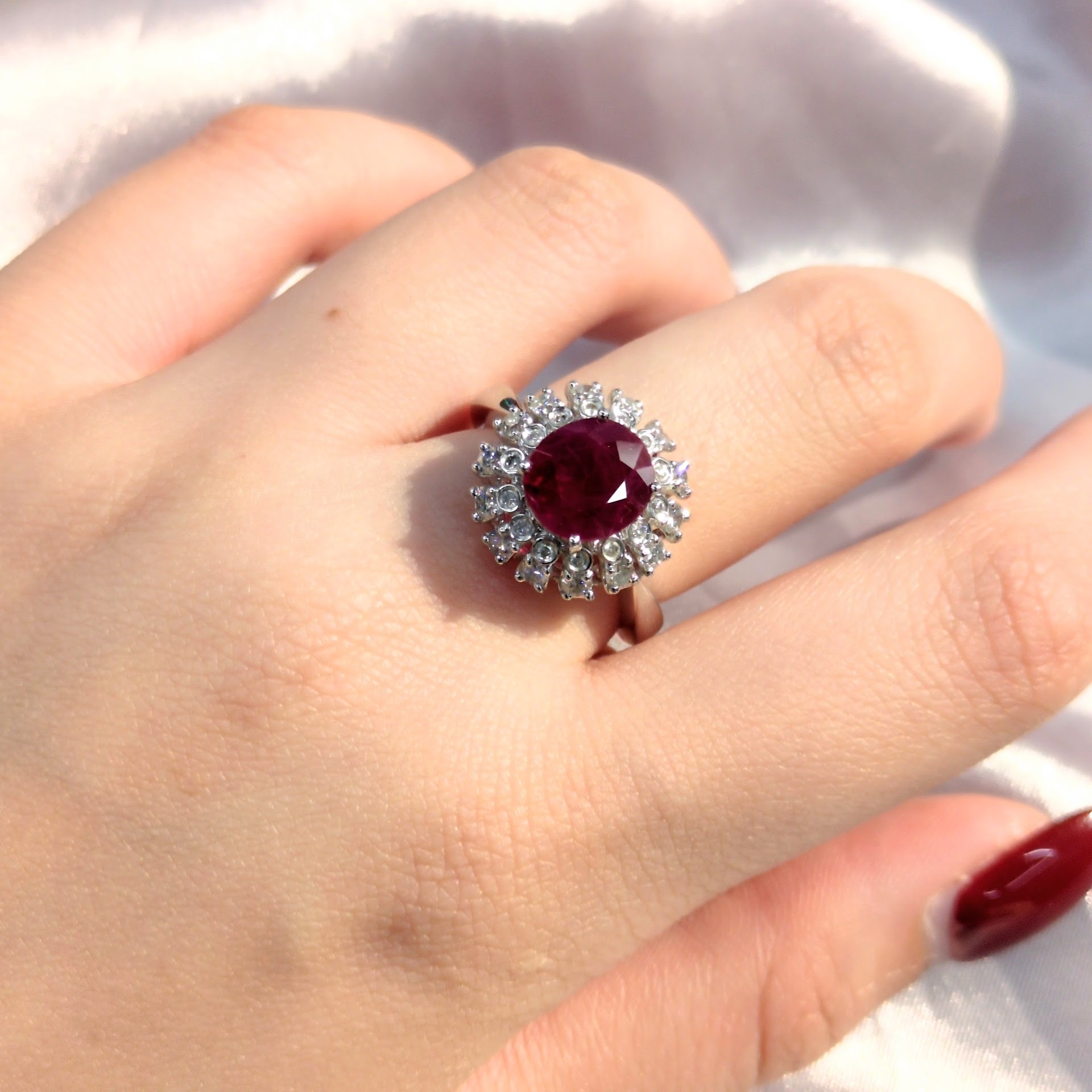 18K White Gold 2.91ct Ruby and Diamond Ring