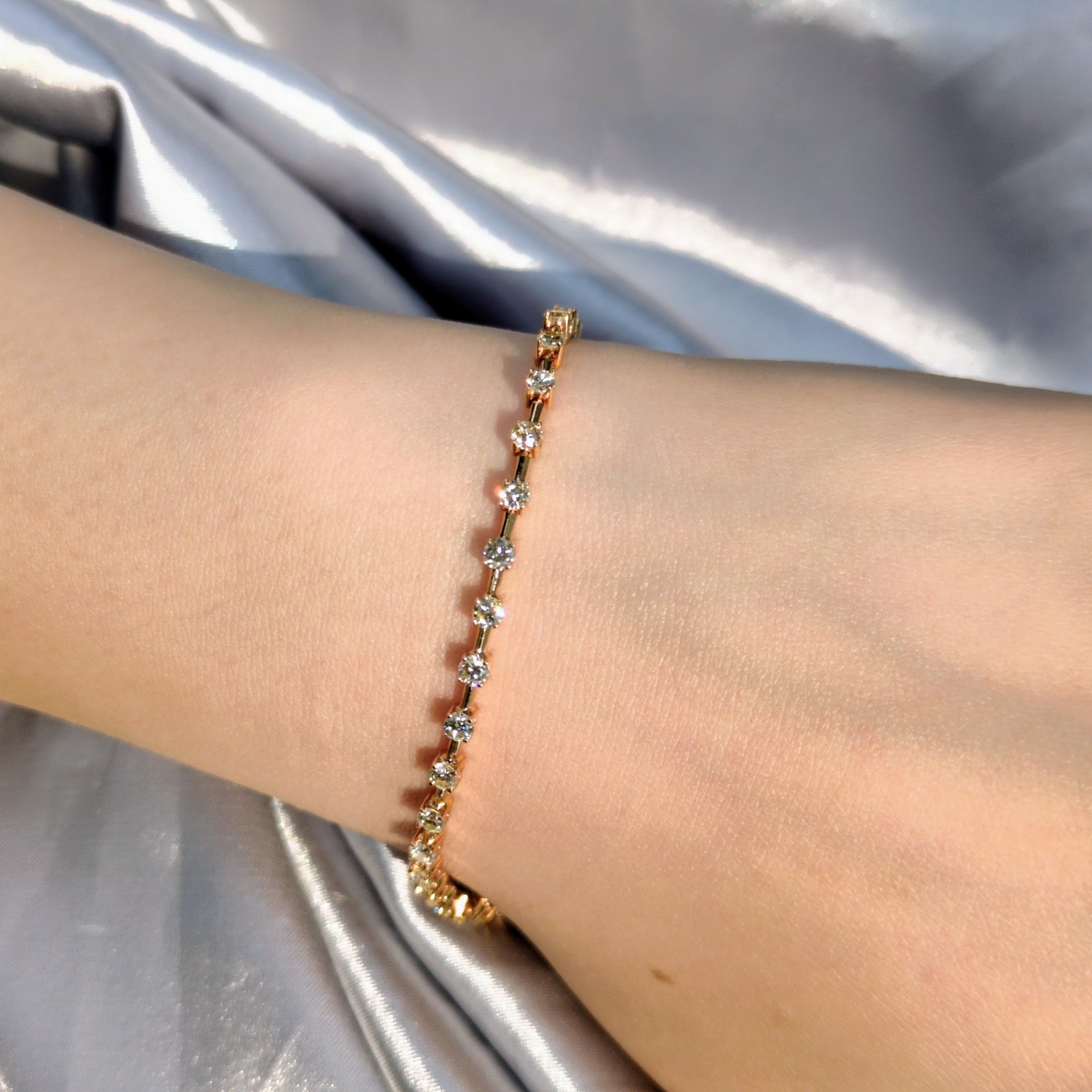 全新18K玫瑰金1卡96份鑽石手鍊