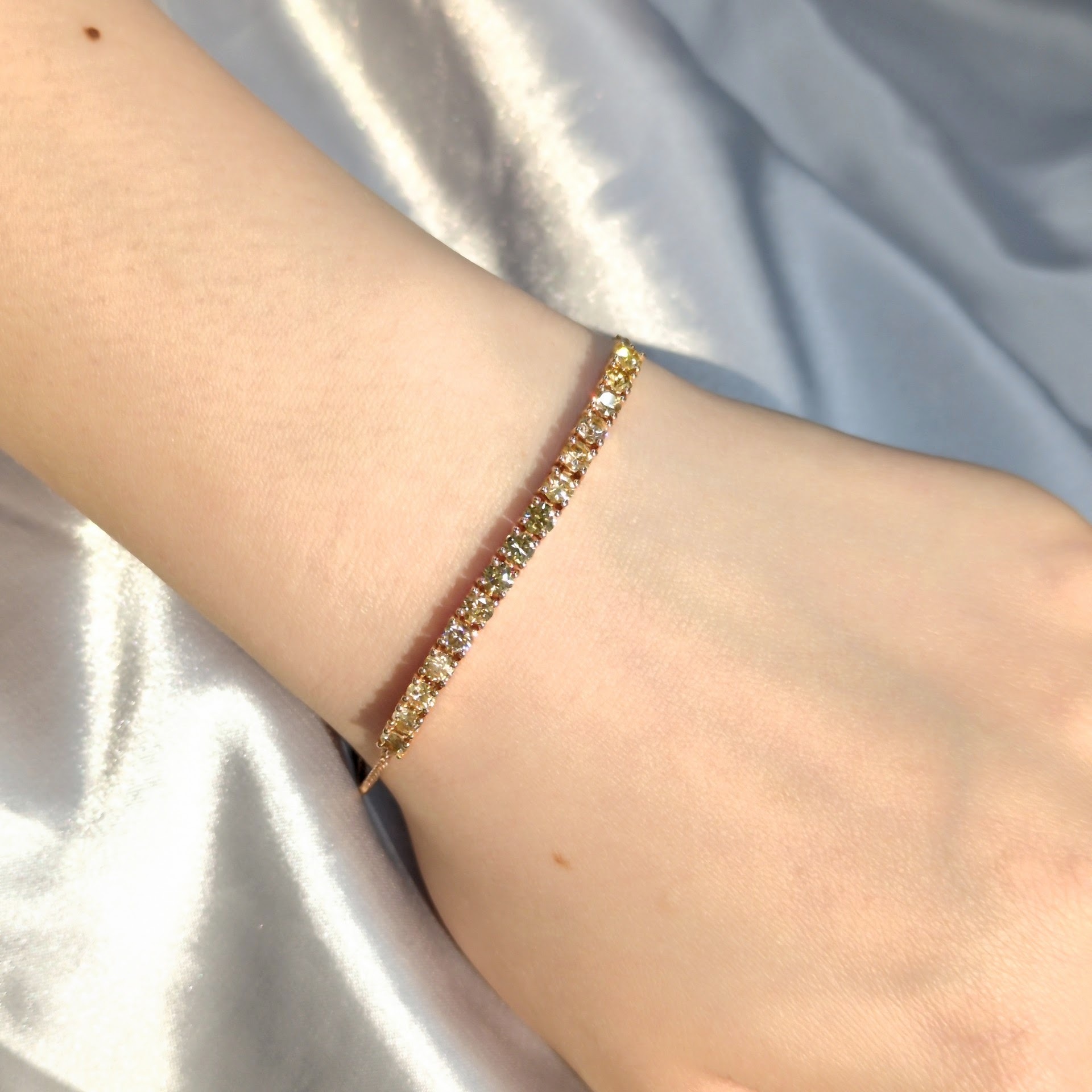 全新18K玫瑰金1卡65份彩鑽手鍊