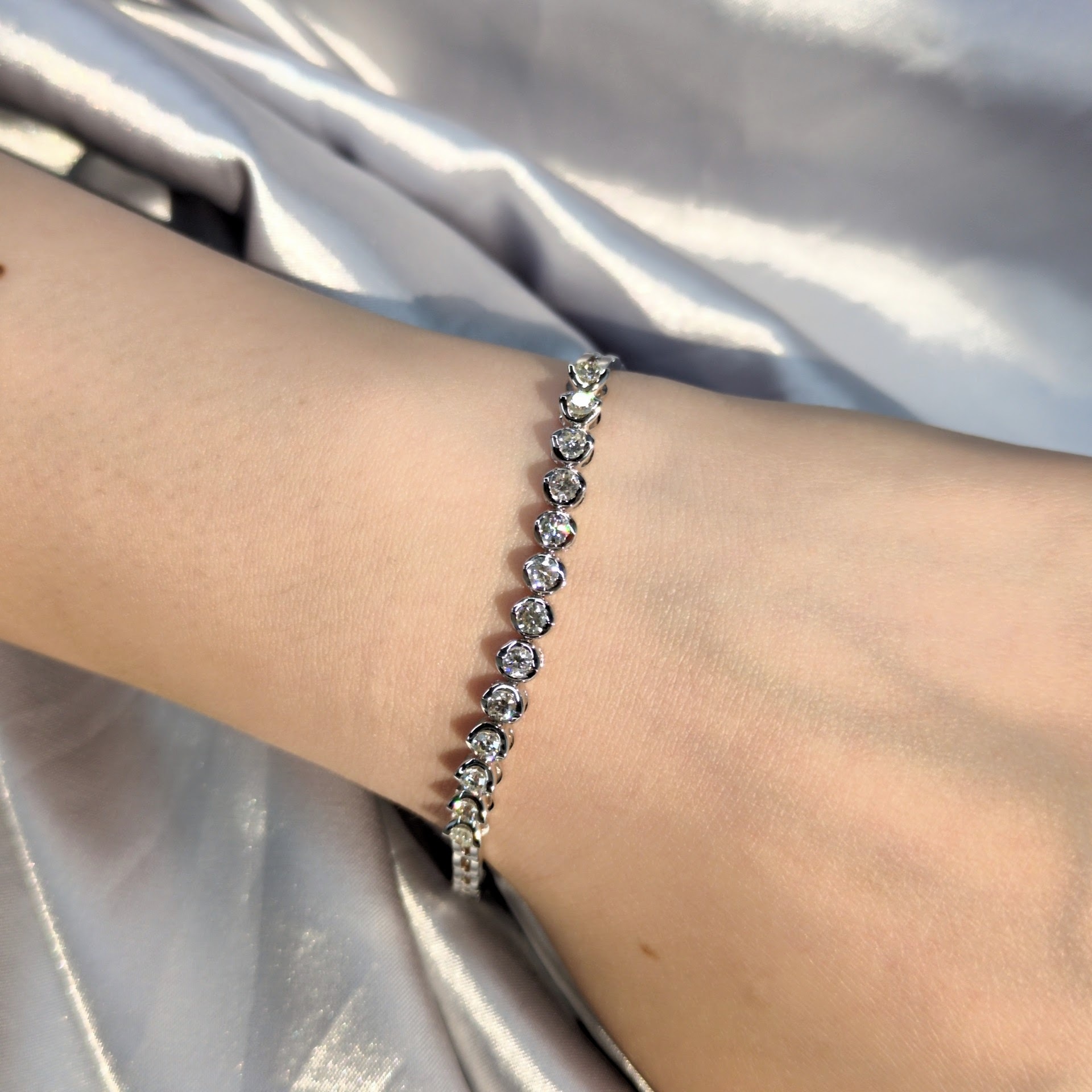 全新18K白金1卡鑽石手鍊