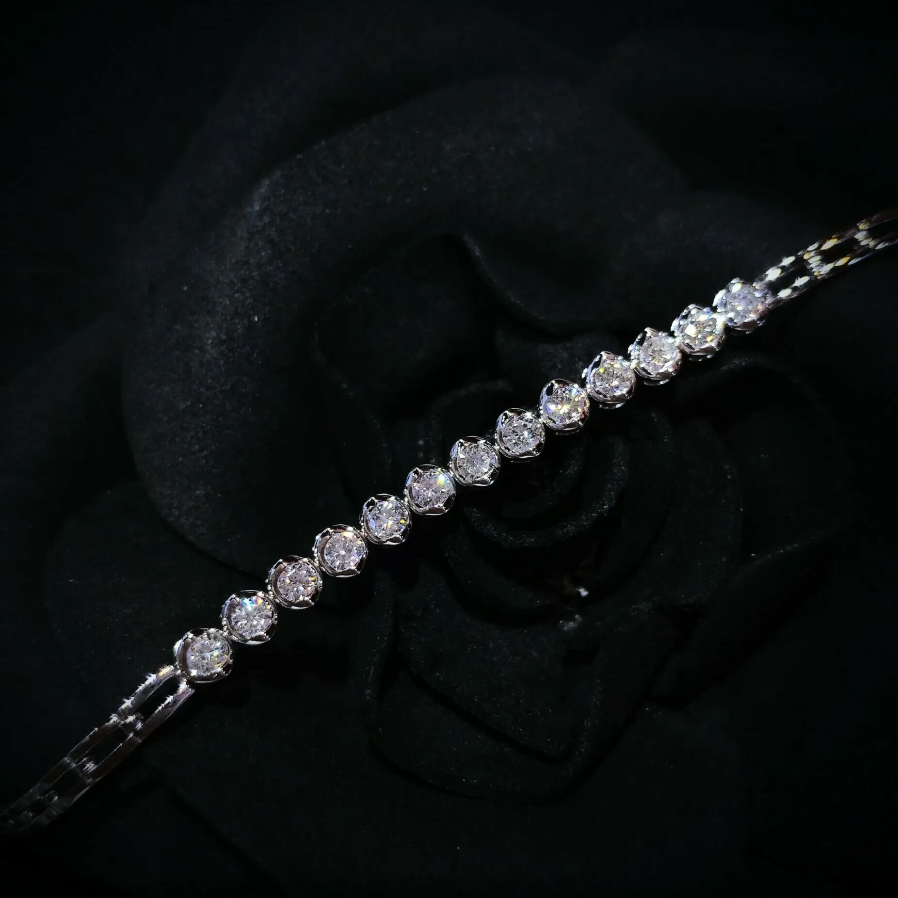 全新18K白金1卡鑽石手鍊