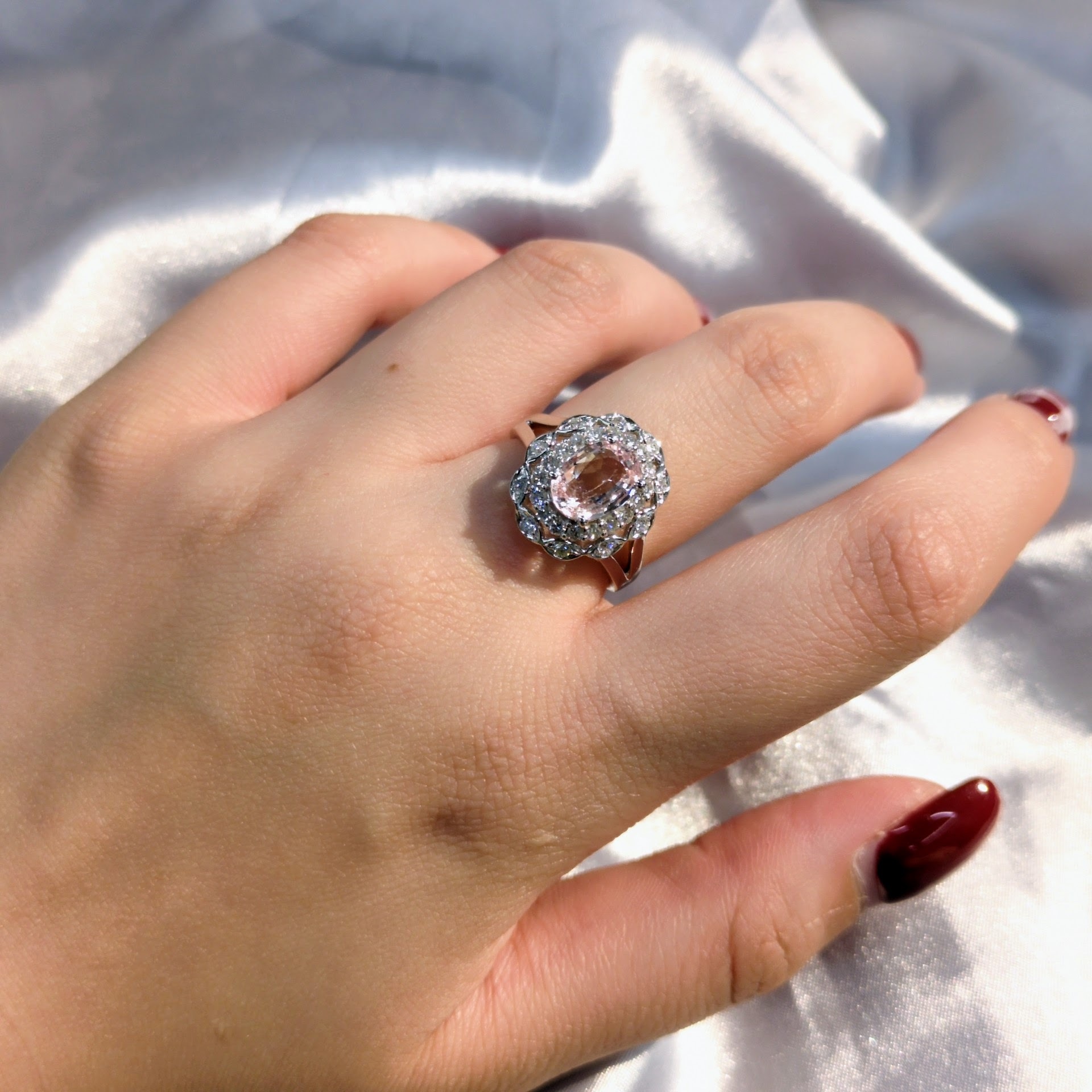 18K White Gold 2.04ct Pink Sapphire and Diamond Ring