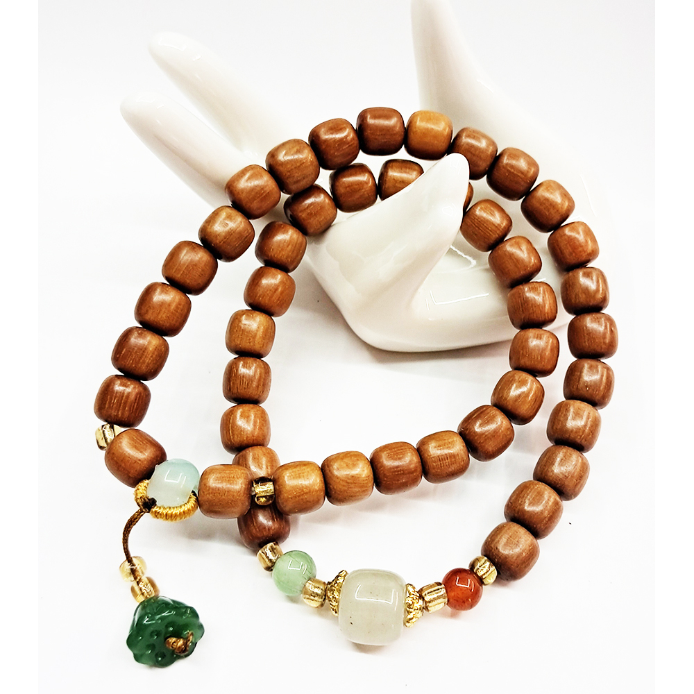 蓮蓬{東菱玉}&檀香木雙圈手珠8mm【十方】154150