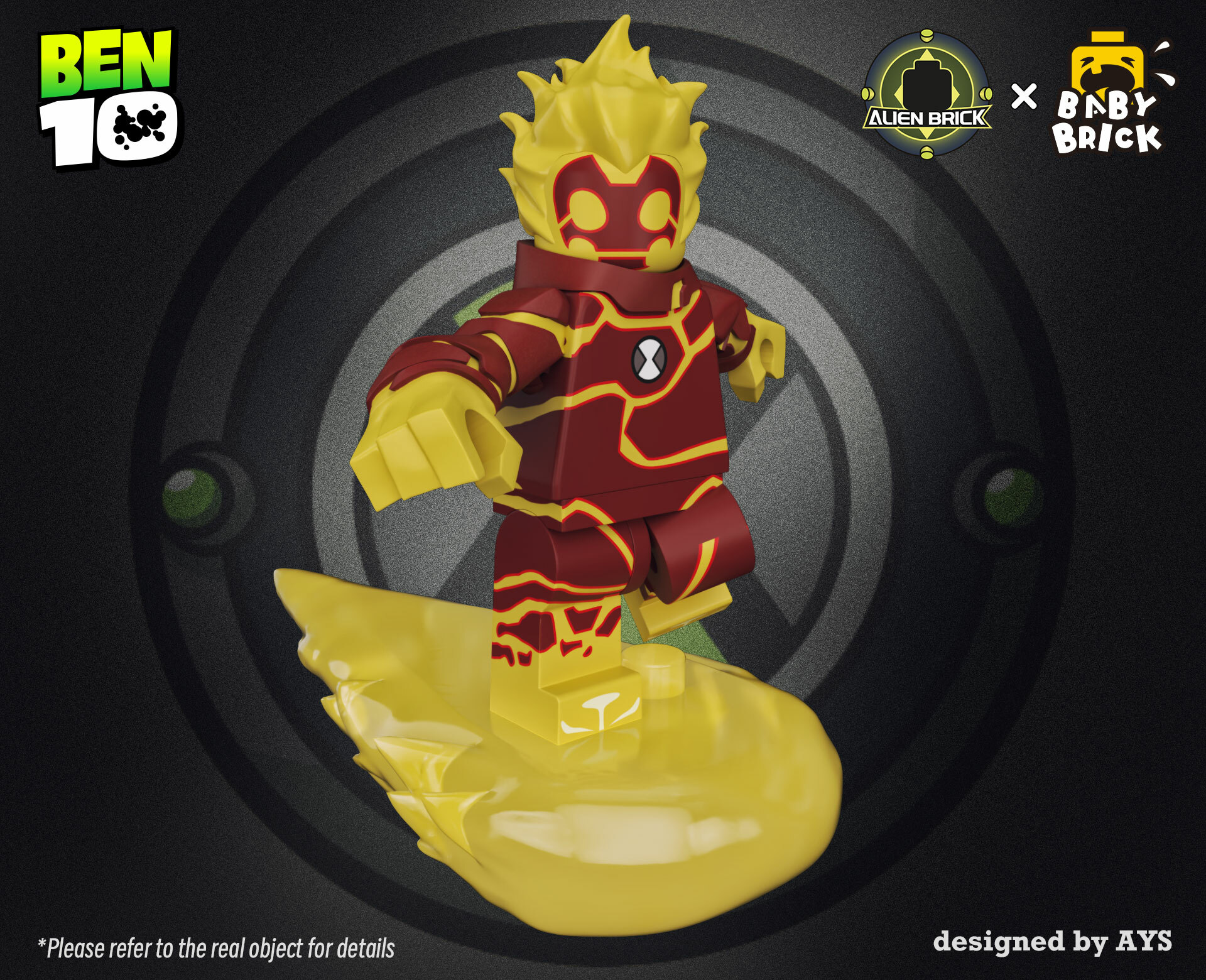 [Baby Brick x Alien Brick][Preorder] Ben 10 - Heatblast [PADprinted]