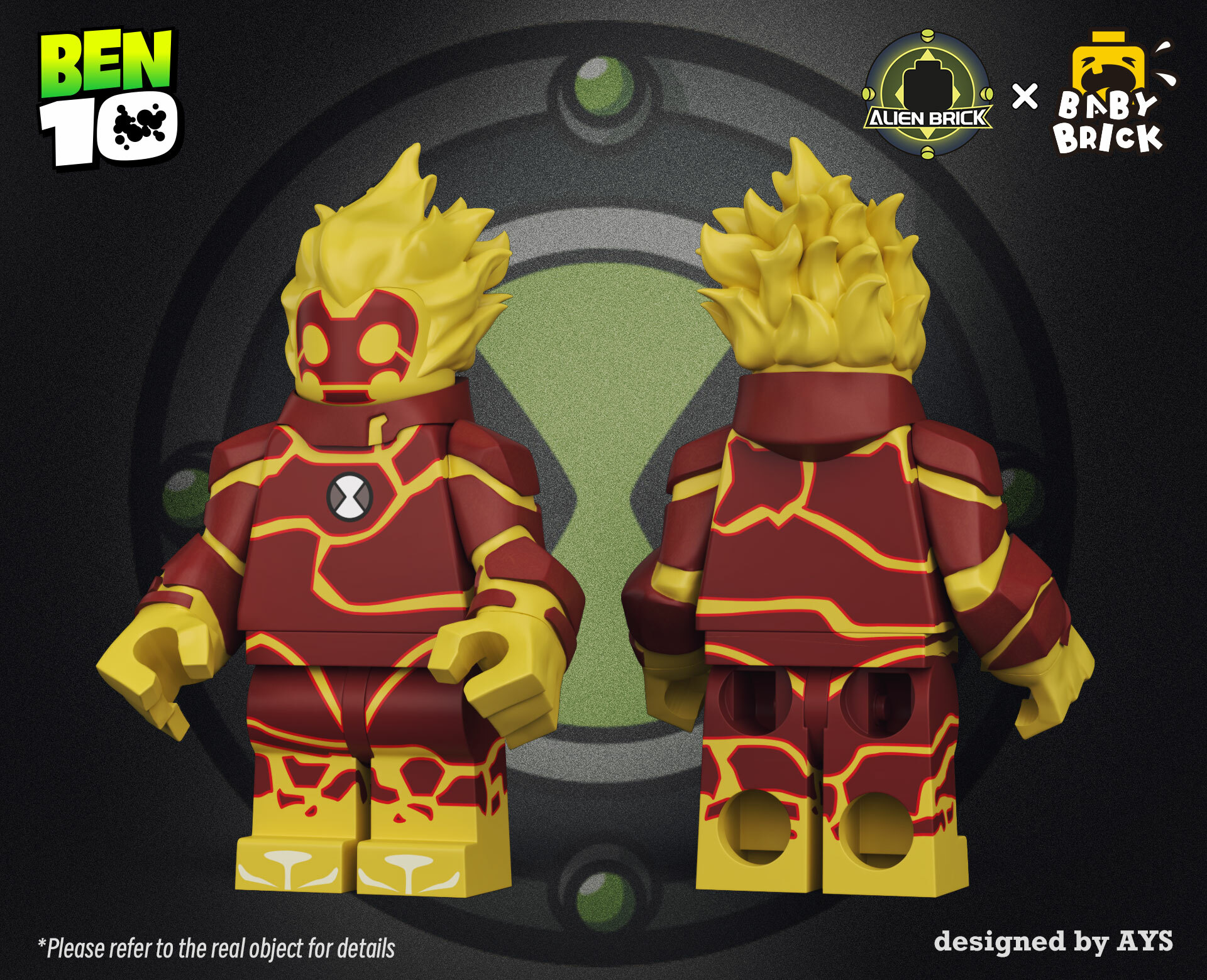 [Baby Brick x Alien Brick][Preorder] Ben 10 - Heatblast [PADprinted]