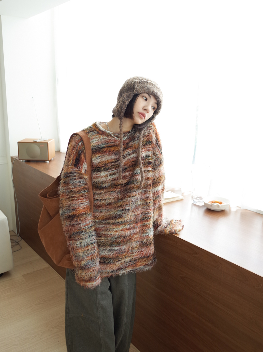 (UNISEX) noisy mohair skin-friendly top