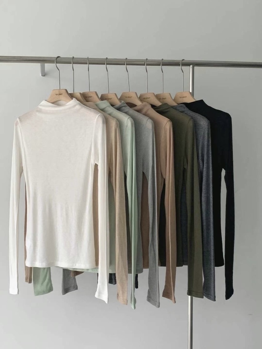 (8colors!) half-collar tencel wool skin-friendly top