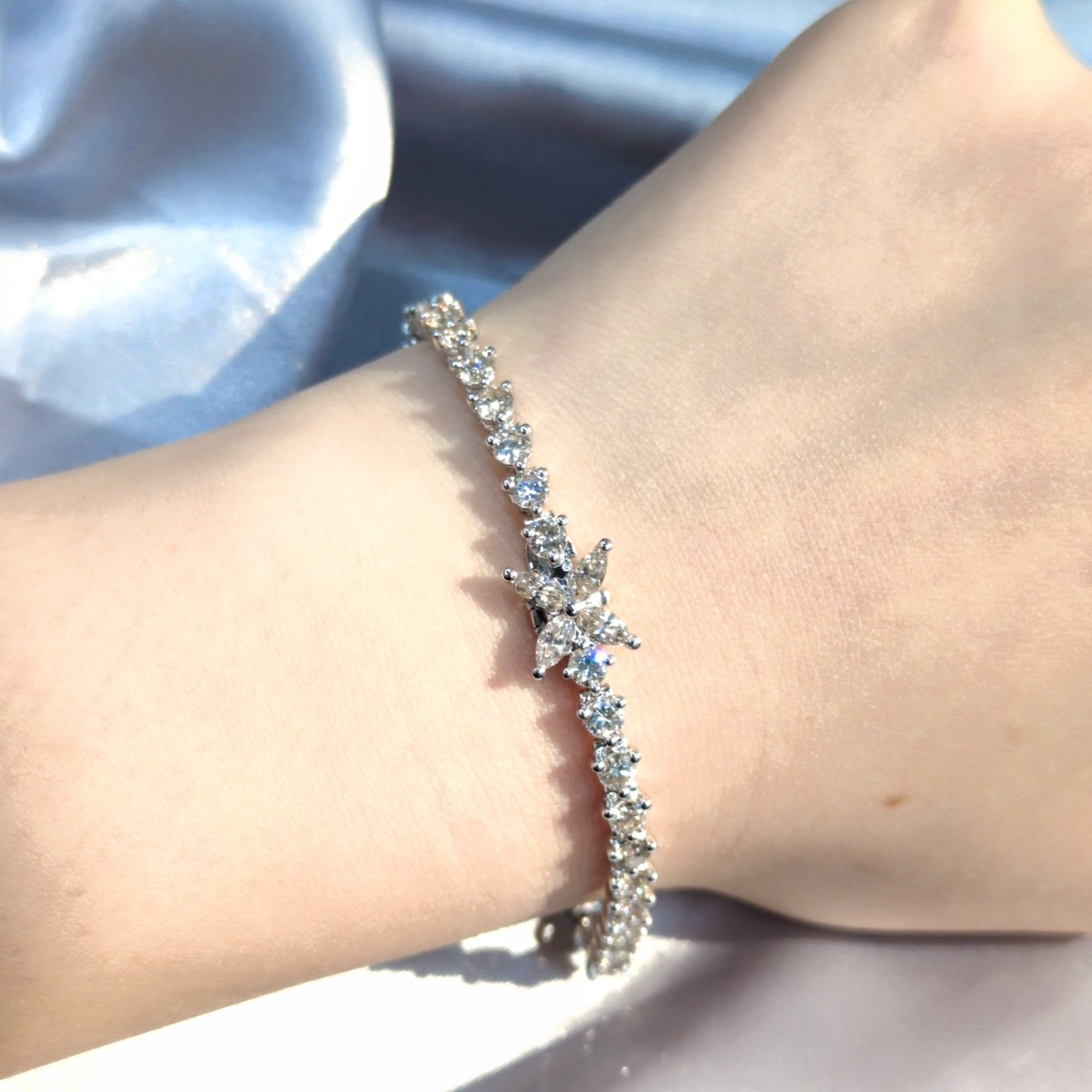 全新18K白金5卡41份鑽石手鍊