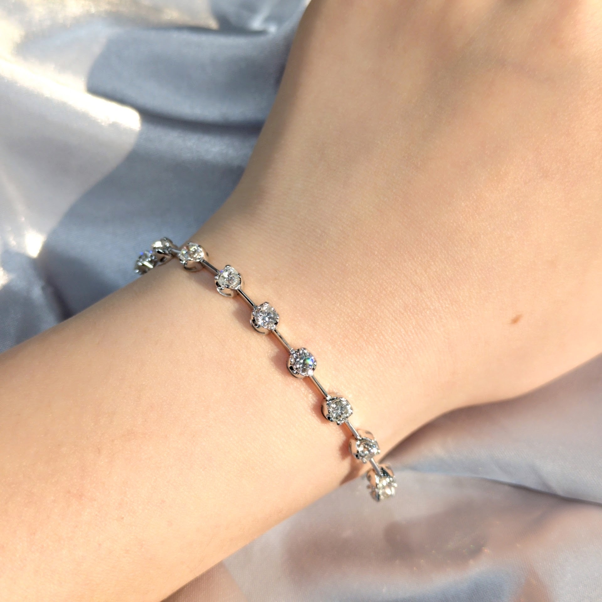 全新18K白金3卡46份鑽石手鍊