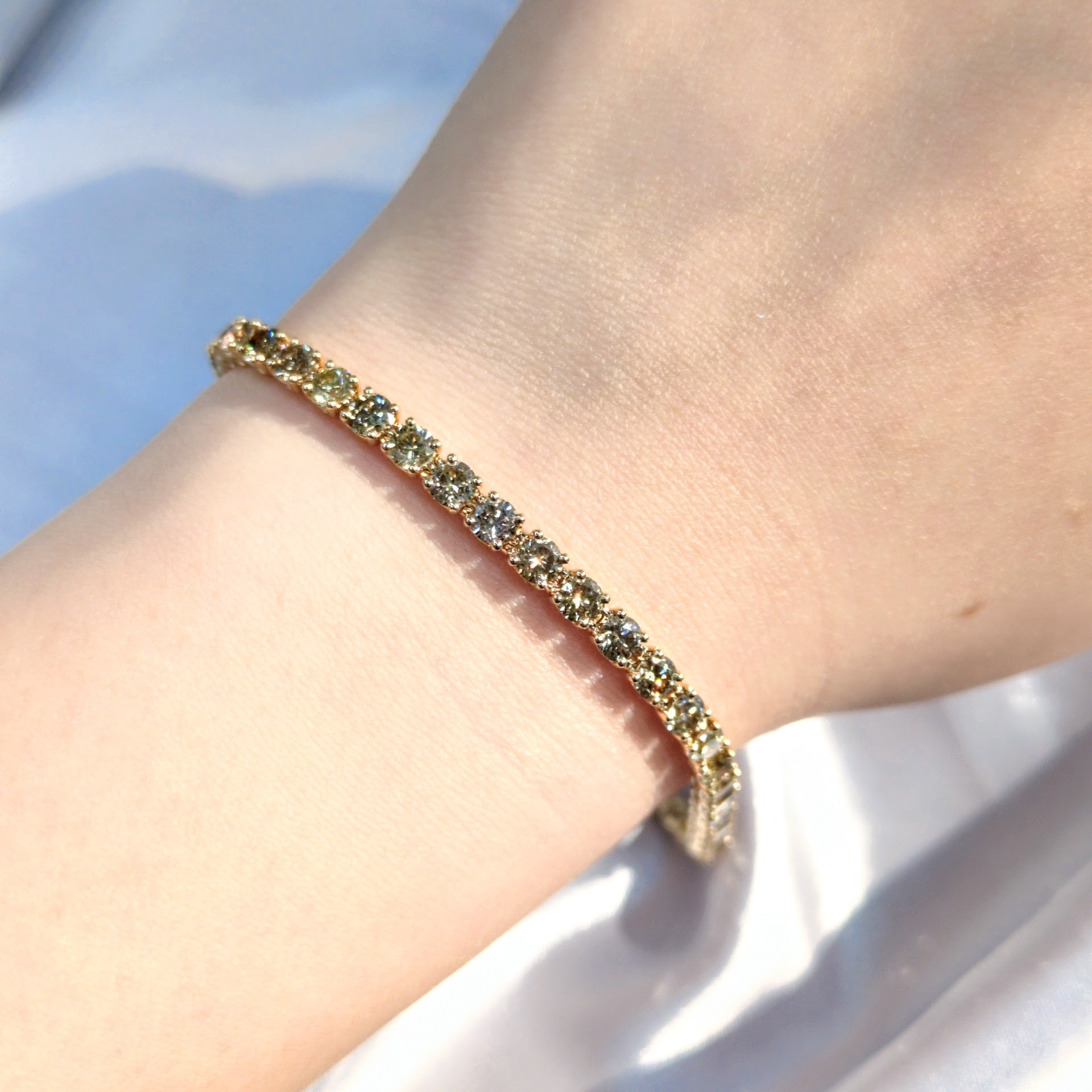 全新18K黃金5卡86份鑽石手鍊