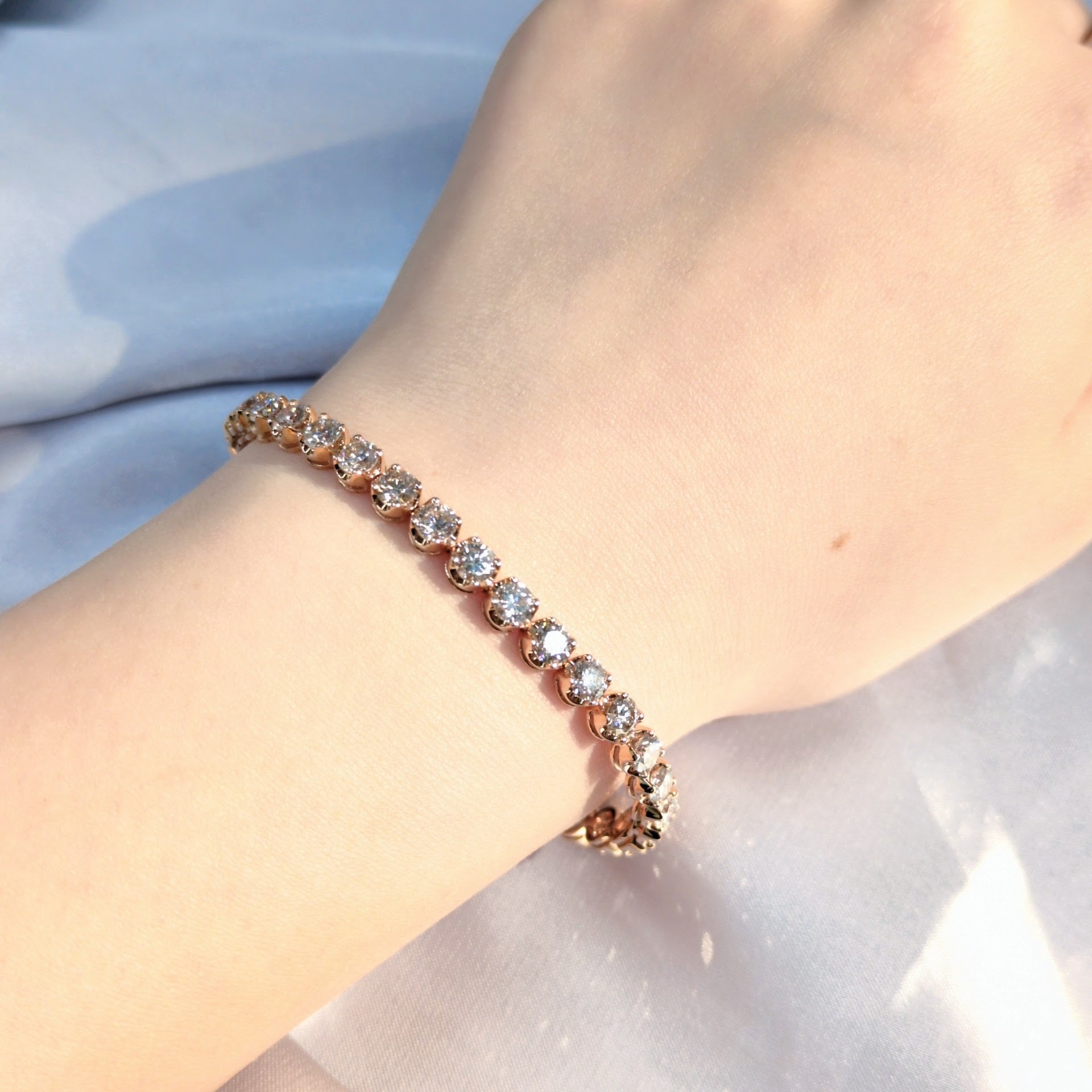 全新18K玫瑰金7卡22份鑽石手鍊