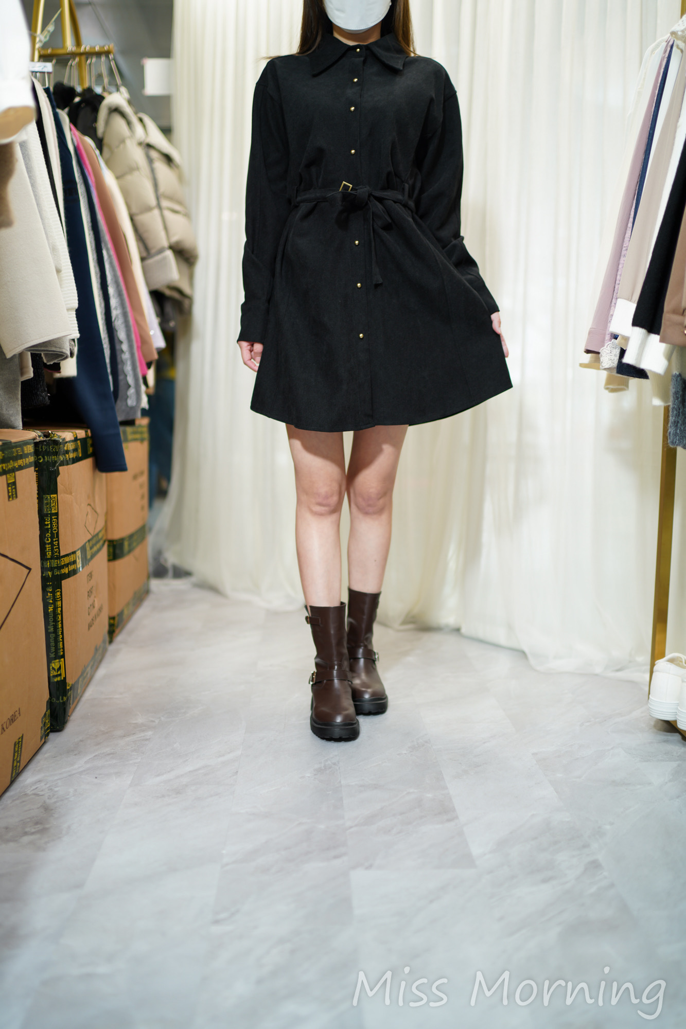 高質絨料連身裙(14363)