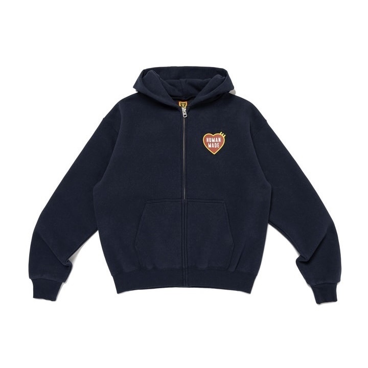 Human Made Men's Heart Zip-Up Parka Jacket in White Human Made