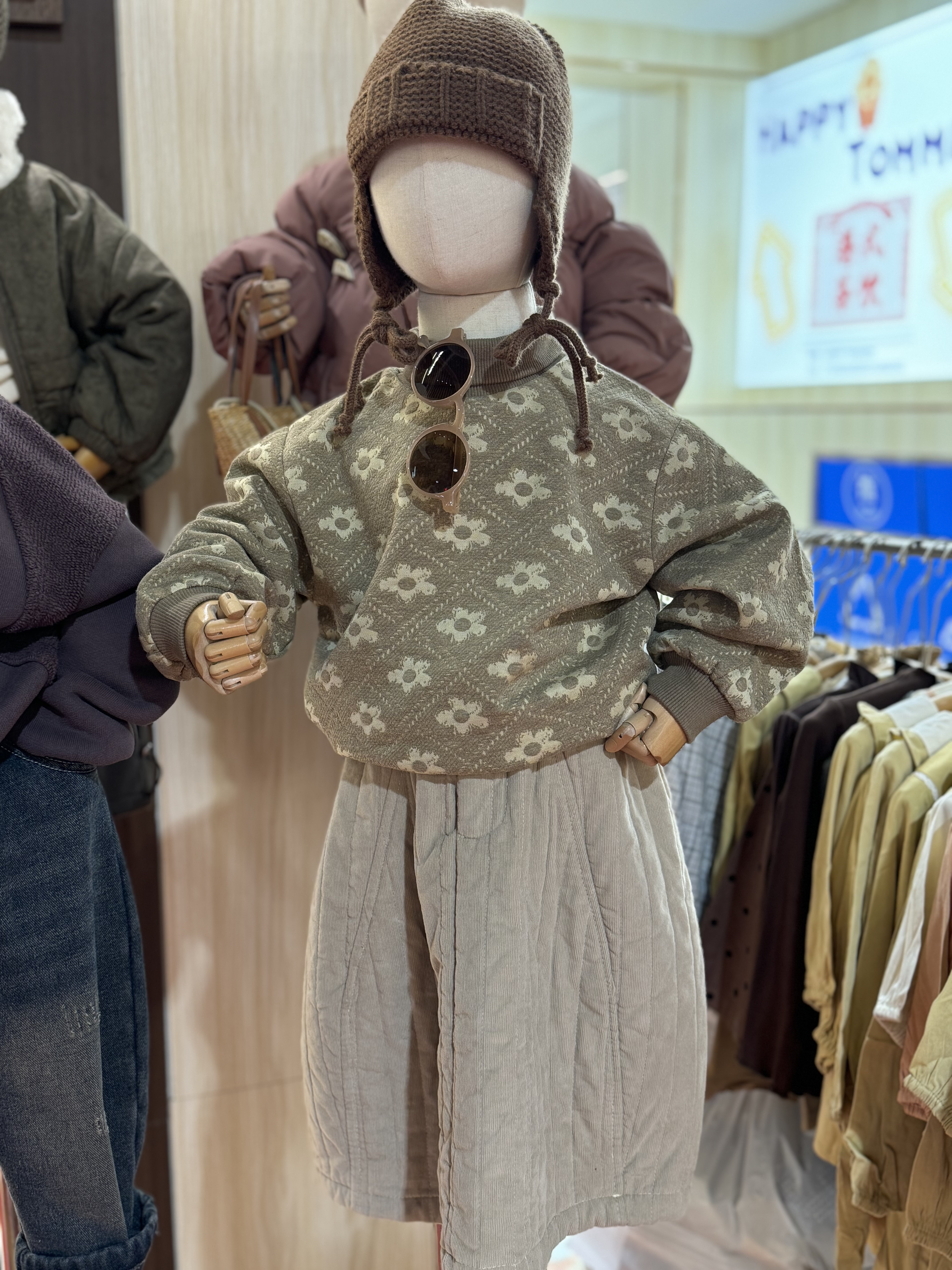 A01498立領花花刷毛上衣