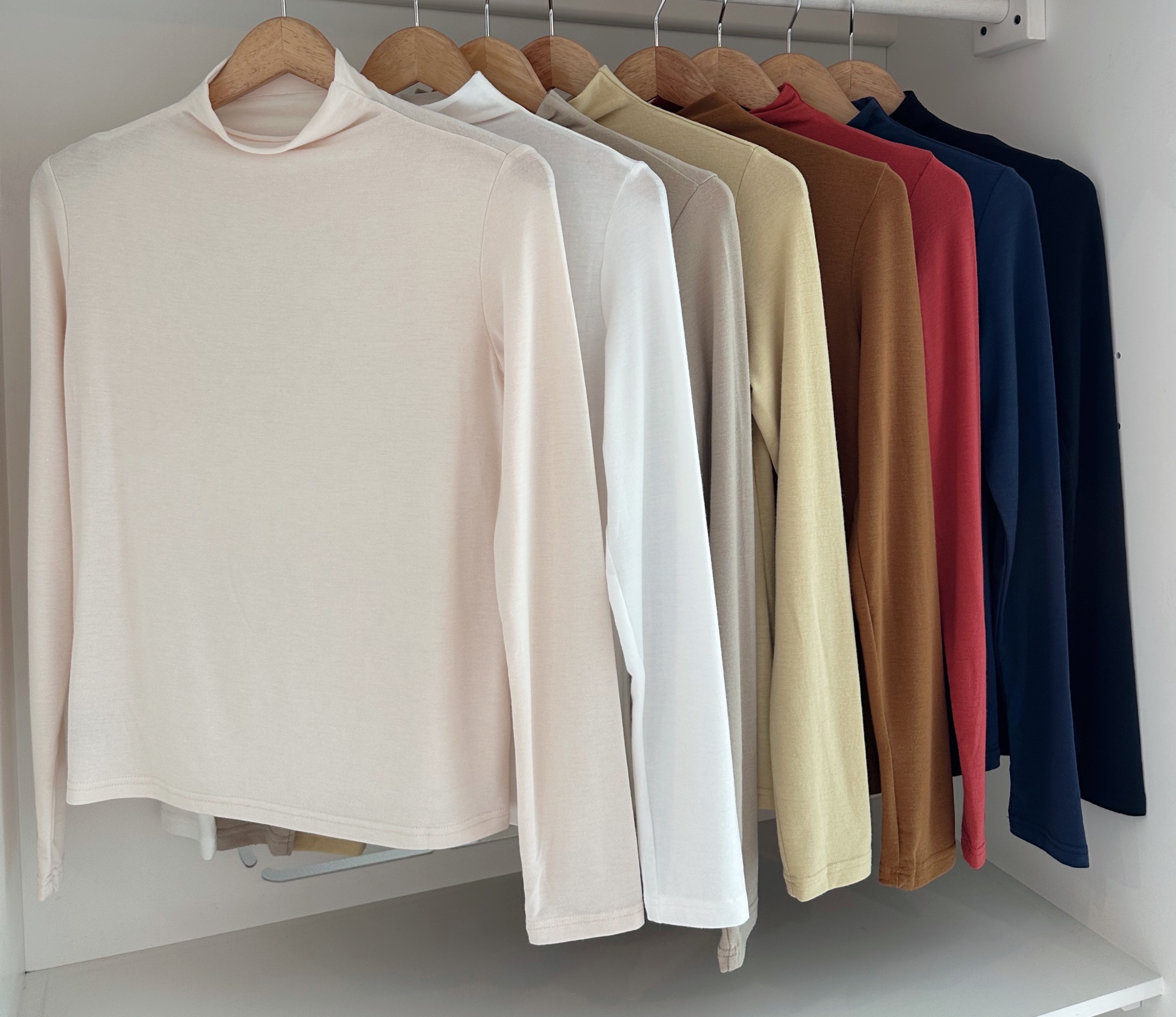 SOFT FABRIC LONG SLEEVE TURTLE NECK BLOUSE