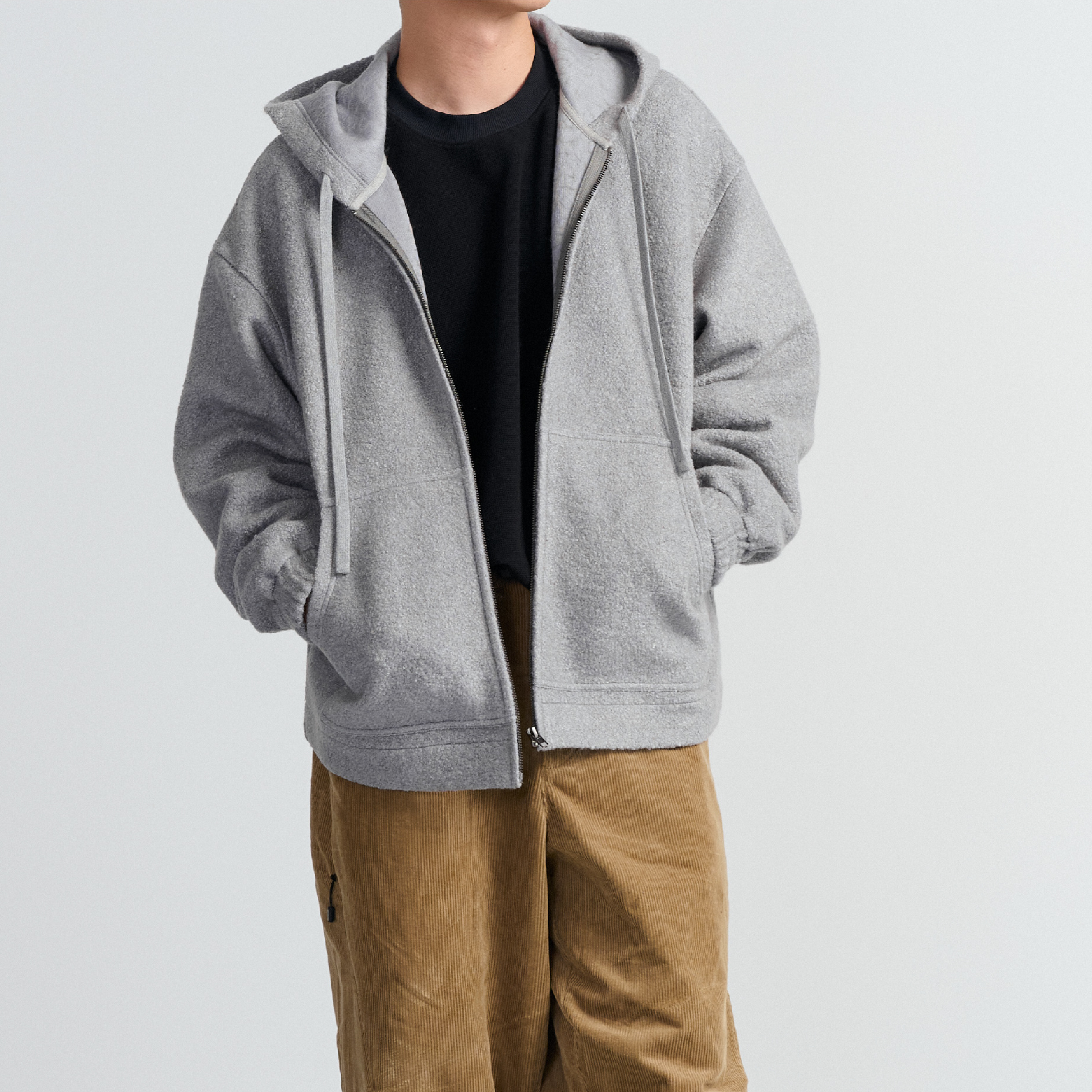 BOHRHOO Textured Wool Zip Parka 羊毛混紡 拉鍊連帽外套 [BH886]