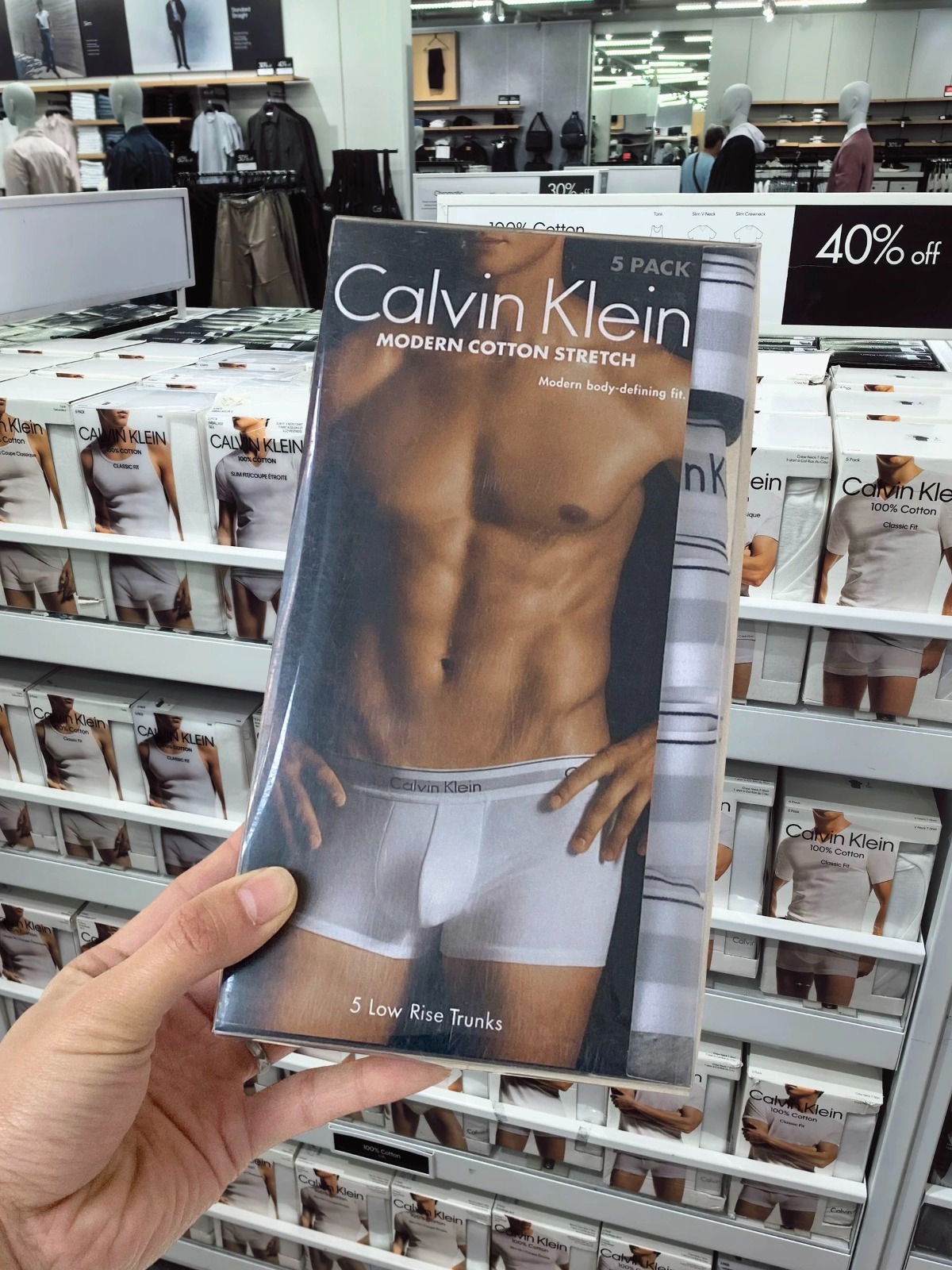 CK 男裝彈力平腳內褲 (1 盒 5 條)