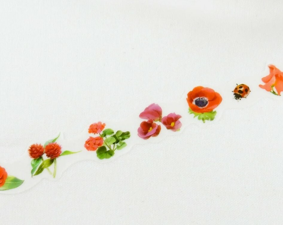 Round top Die-cut washi tape - Yano Design - flowers - red