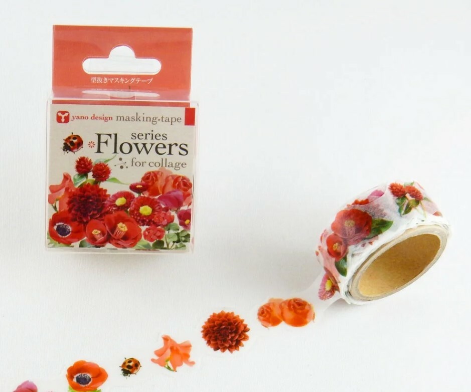 Round top Die-cut washi tape - Yano Design - flowers - red