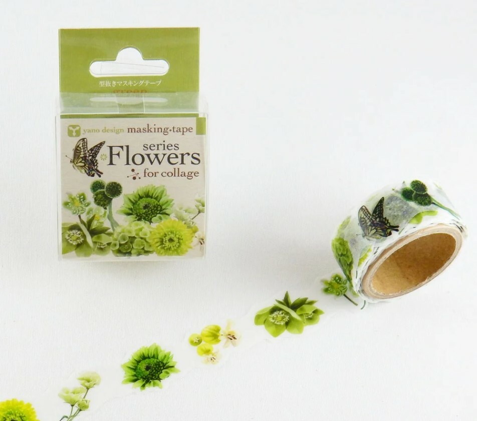 Round top Die-cut washi tape - Yano Design - flowers - green