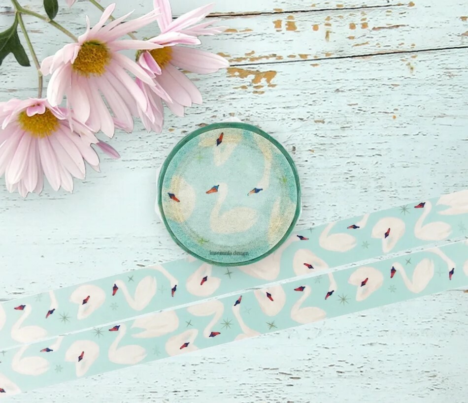 Round top washi tape - Insomia Design - Swan Winter