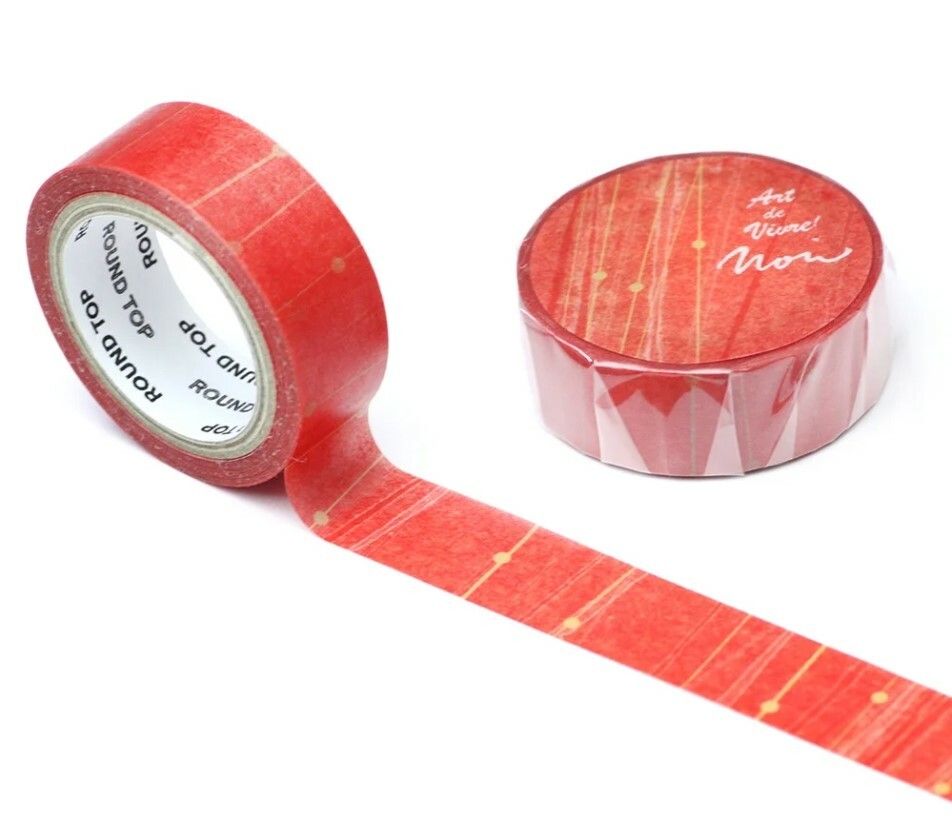 Round top washi tape - Atelier Noir - Nishiki [Vermilion]