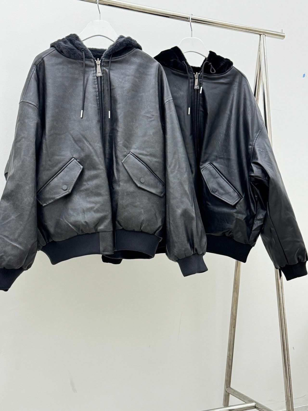 毛毛拼合成皮褸(雙面) GLAMOUR-061JK