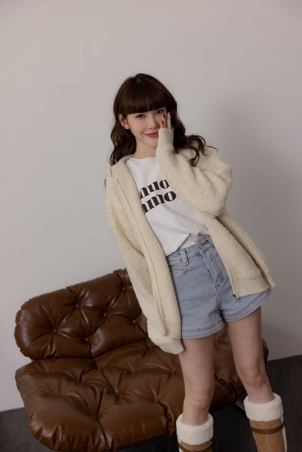 （現貨）#k72 超可愛爆米花拉鍊外套(杏/粉/藍)