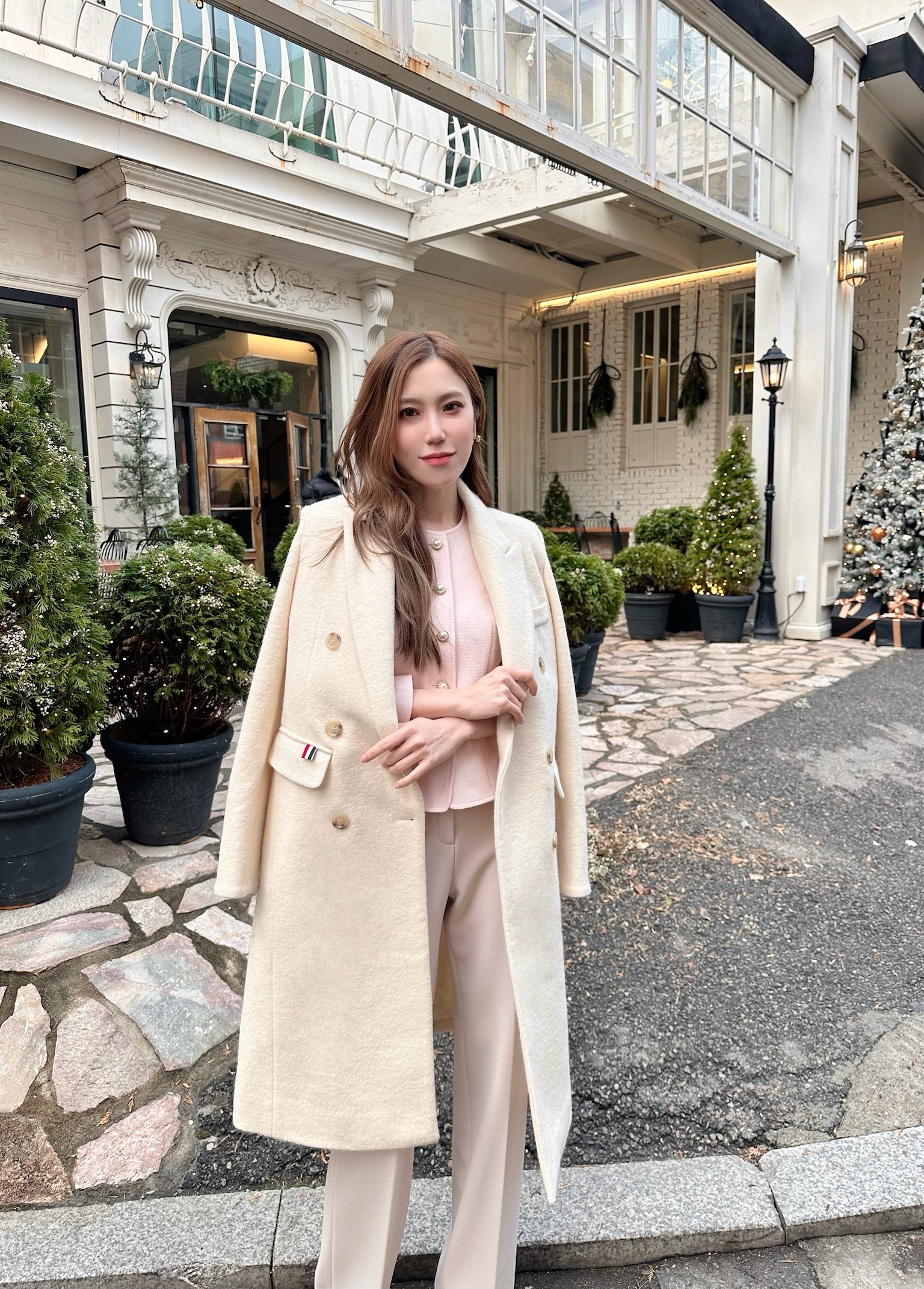 高級羊駝毛雪白大衣