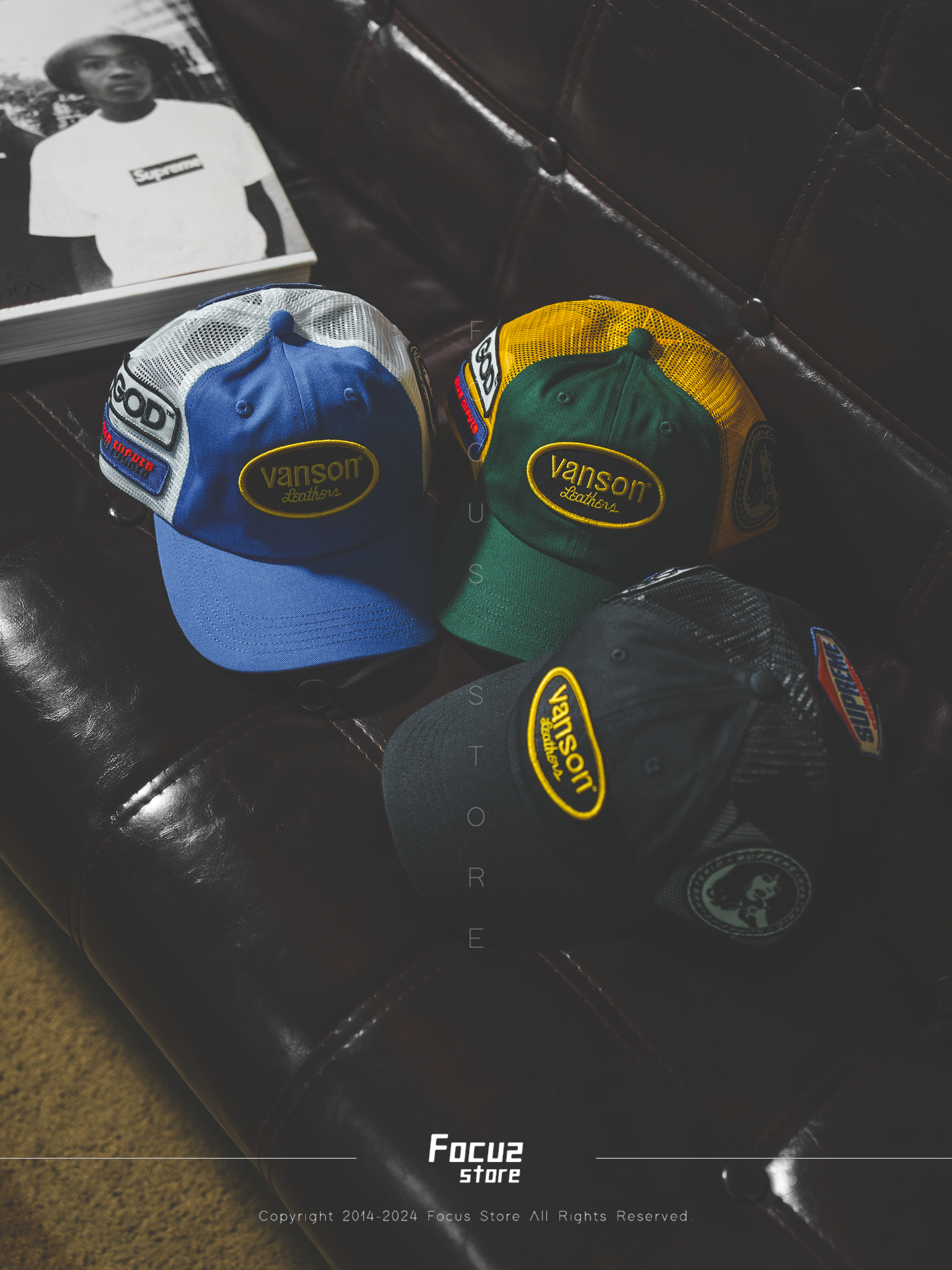 【Focus Store】預購 Supreme FW24 x Hysteric Glamour x Vanson Leathers Mesh Back 6-Panel 三色