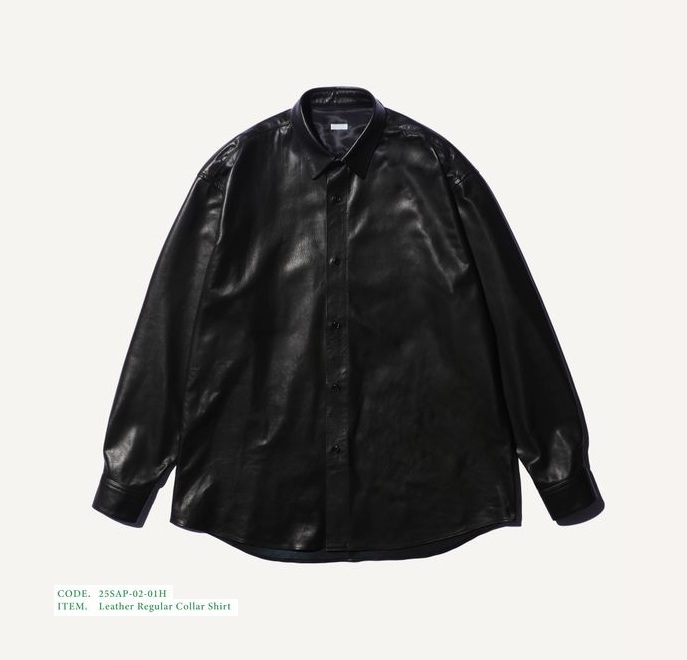 RE-STOCK: A.PRESSE 2025 LEATHER REGULAR COLLAR SHIRT L/S (25АР-02-01H) - PRE ORDER ITEM (預訂中)