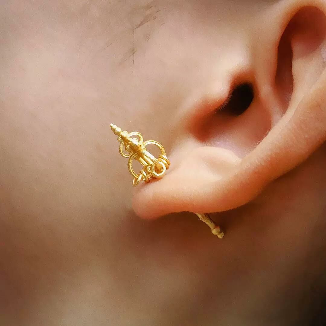 地藏王菩薩佛像錫杖法杖/禪杖耳環