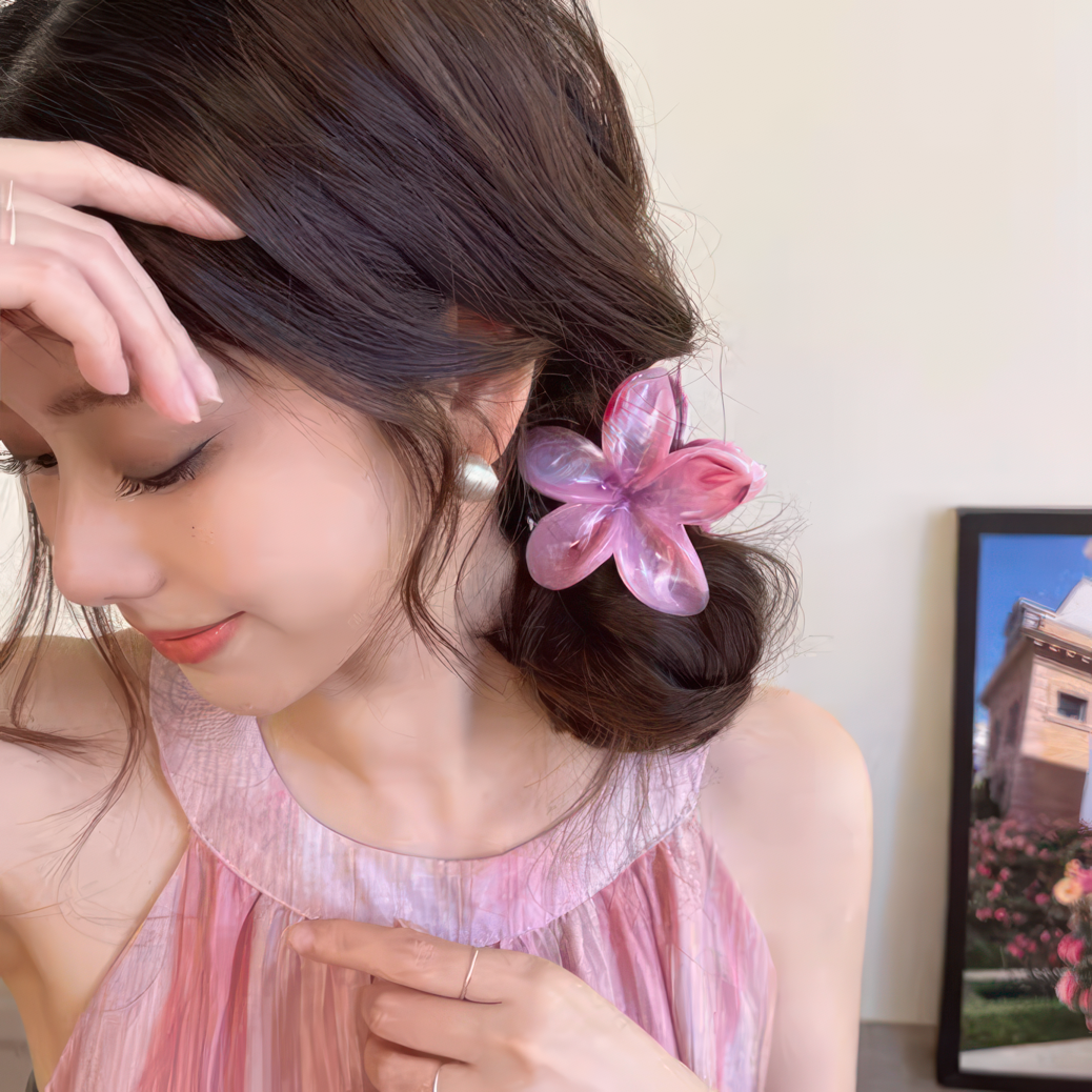 [2 FOR RM10] Marble Gradient Plumeria Hair Claw