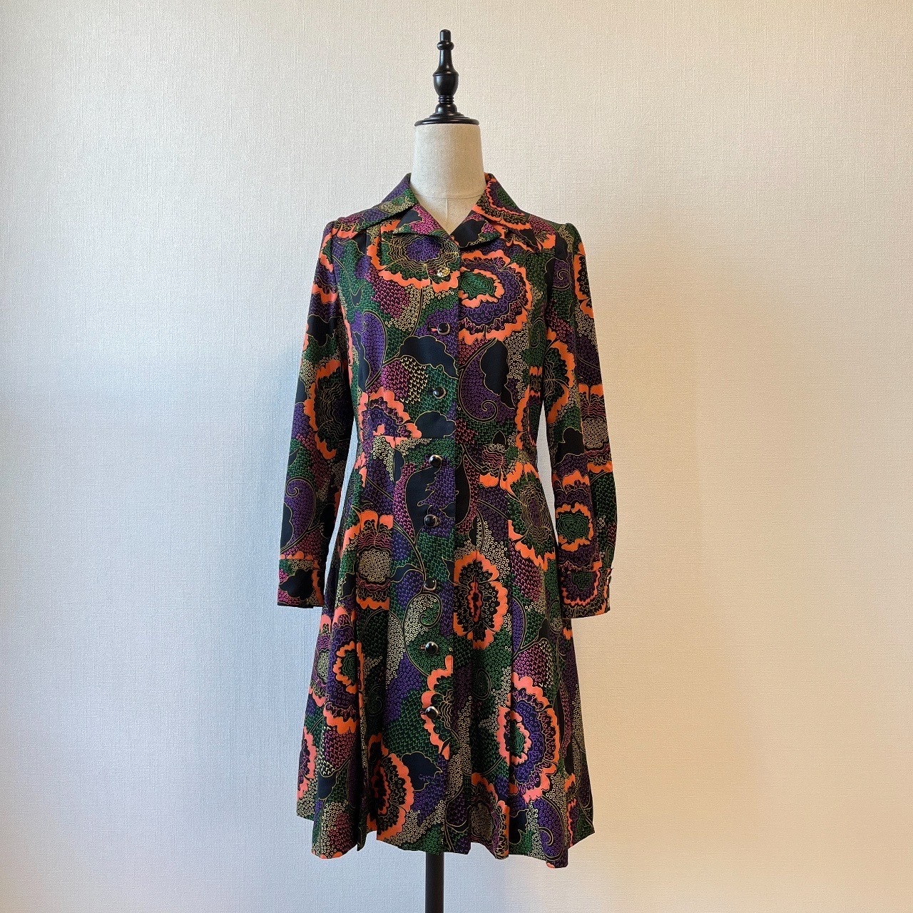 黑色和風大花古著連身裙