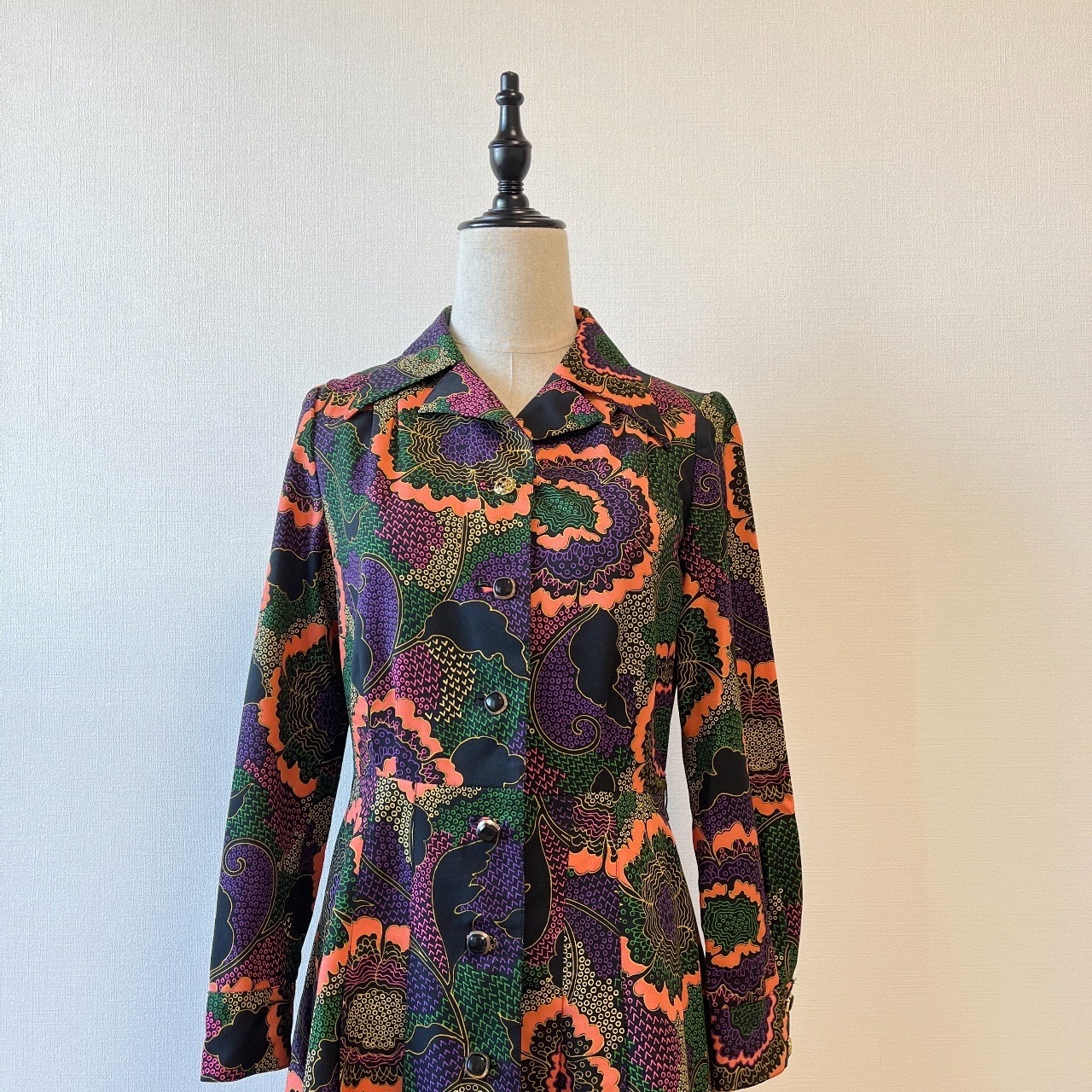 黑色和風大花古著連身裙