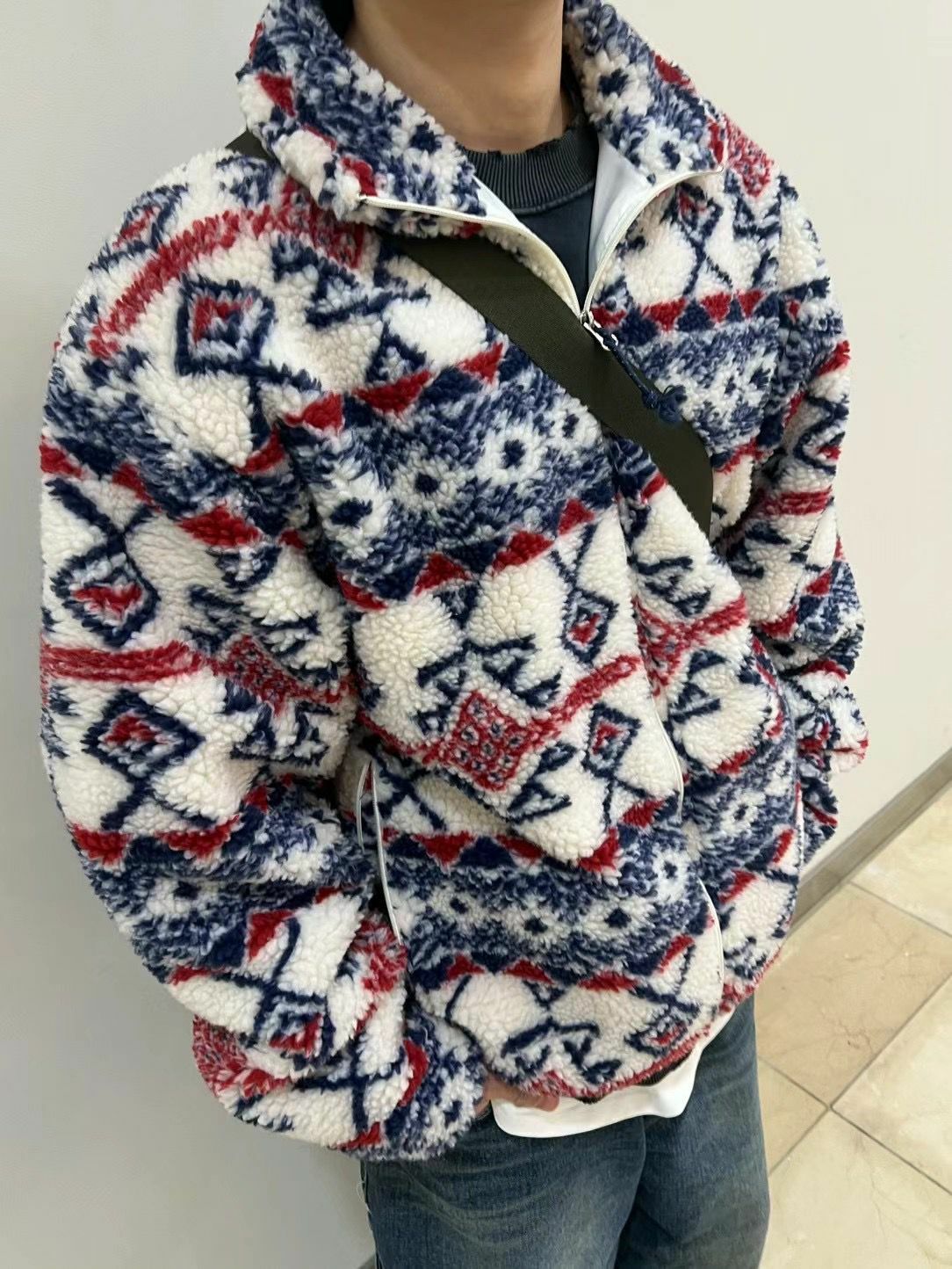 企領民族花拉鍊毛毛褸 TAC-0022JK